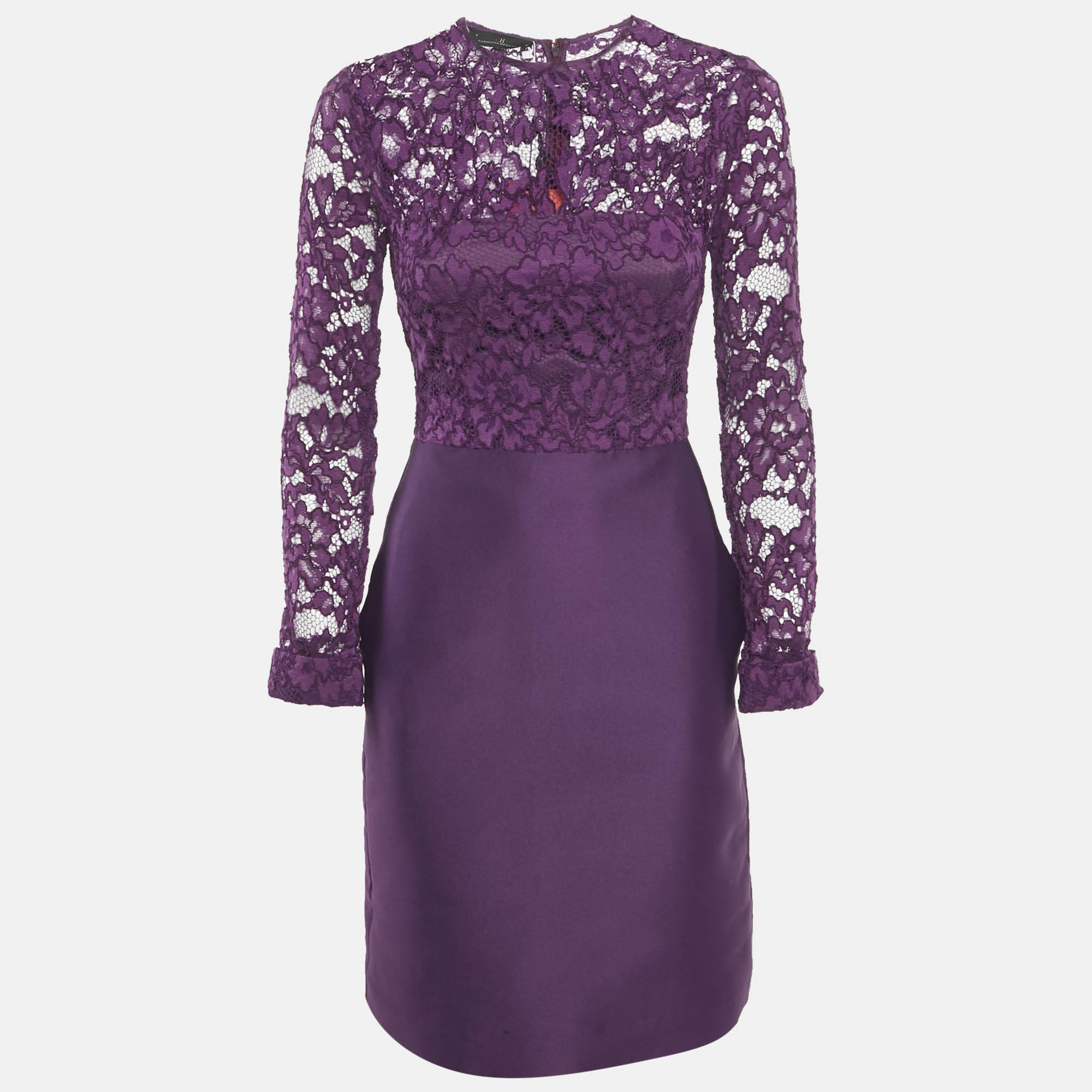 

CH Carolina Herrera Purple Lace and Satin Short Dress S