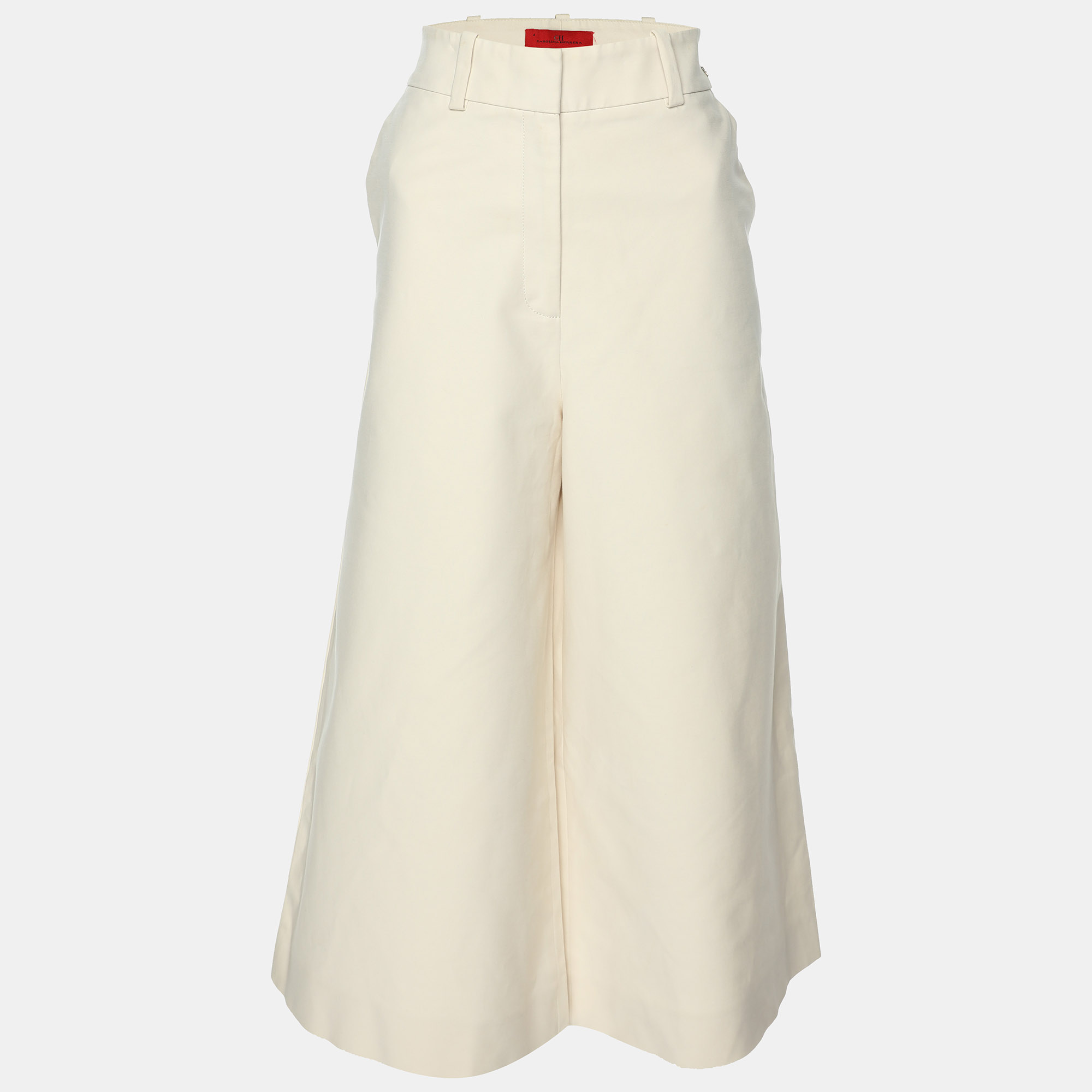 

CH Carolina Herrera Cream Stretch Cotton Wide Leg Capri Pants S