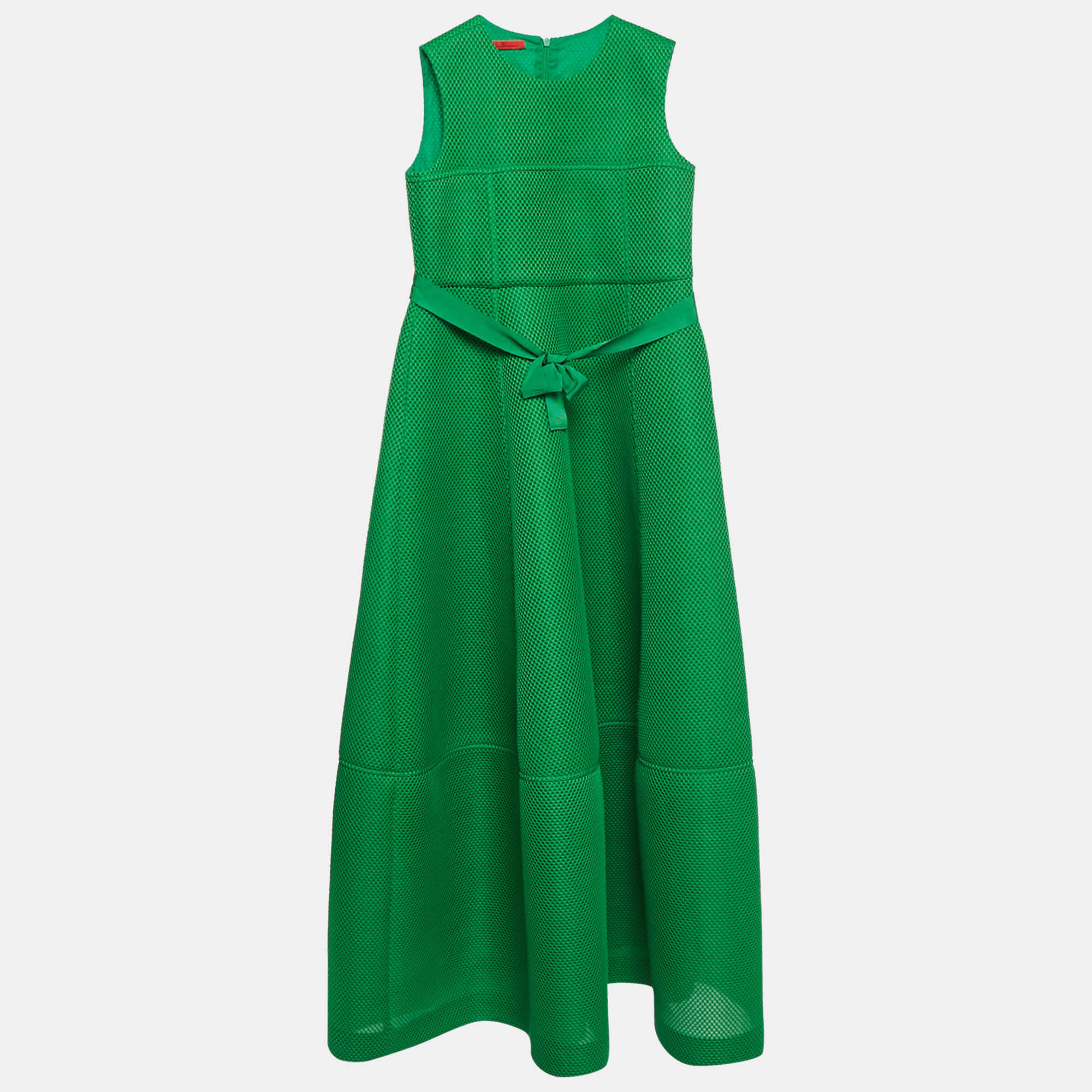 

CH Carolina Herrera Green Mesh Bow Detail Sleeves Midi Dress L