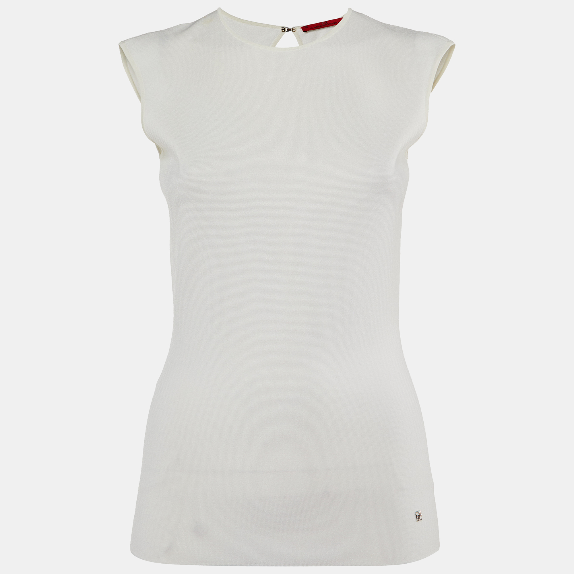 

CH Carolina Herrera Off White Knit Open Back Top XS