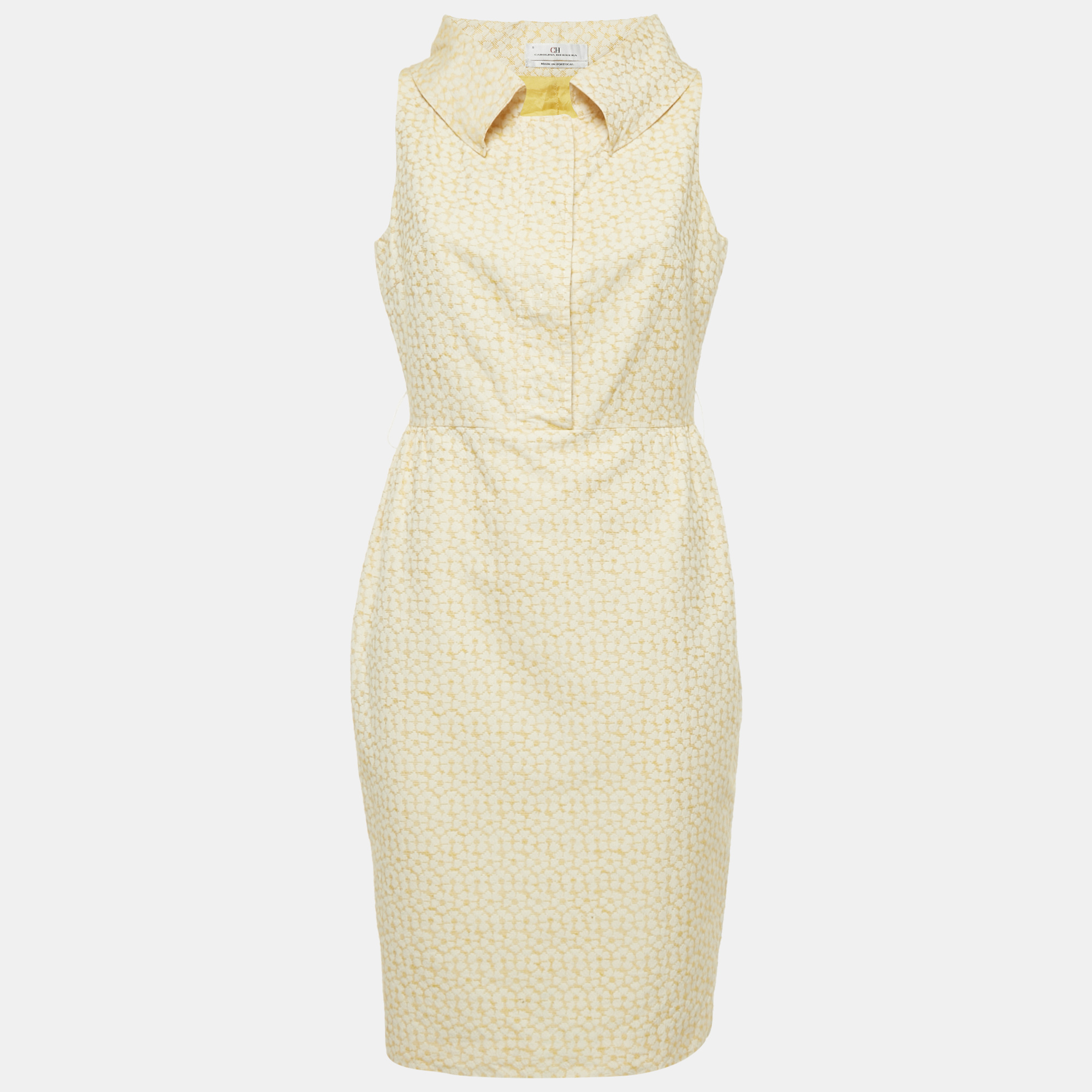 

CH Carolina Herrera Yellow Floral Jacquard Cotton Mini Dress M