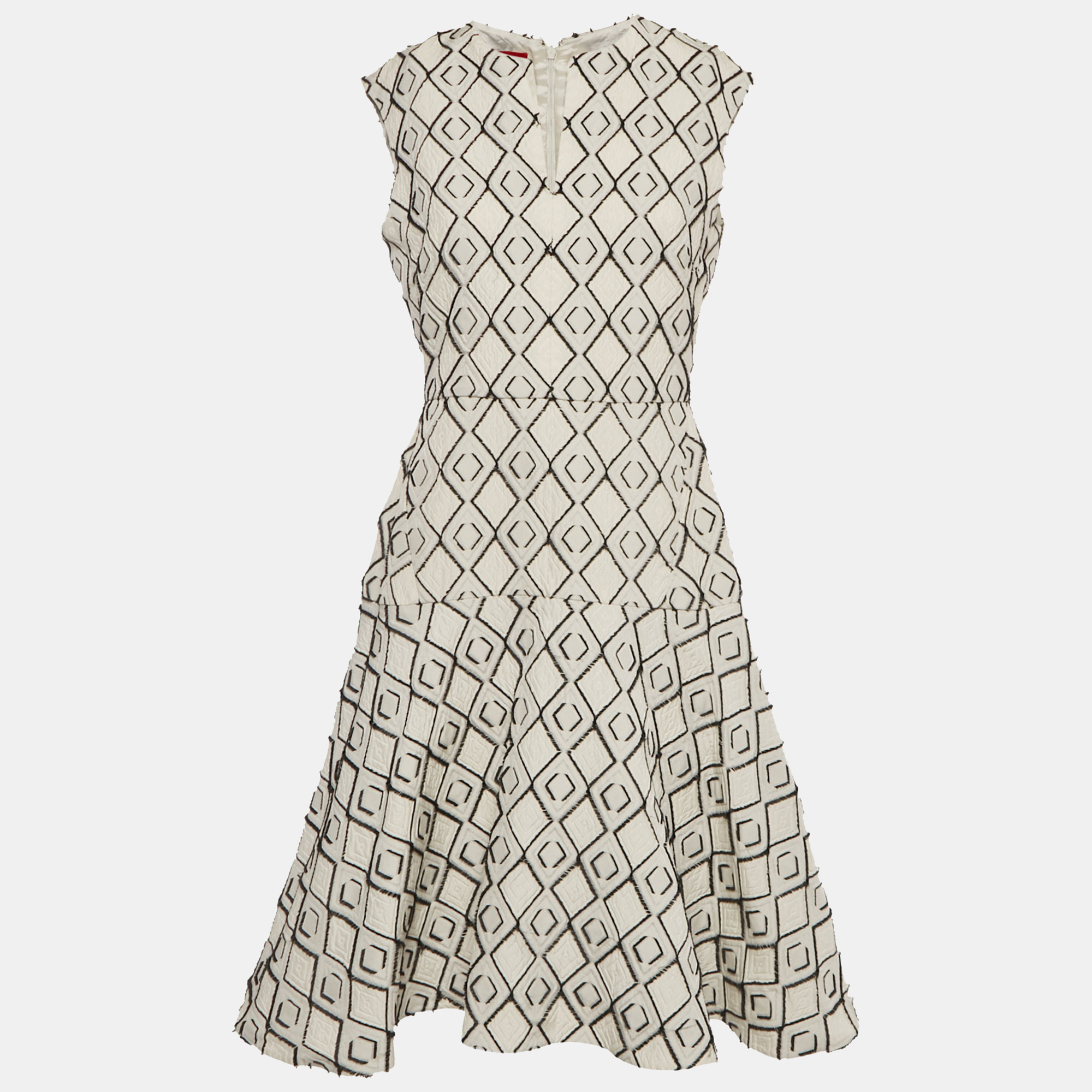 

CH Carolina Herrera White Patterned Jacquard Sleeveless Midi Dress M