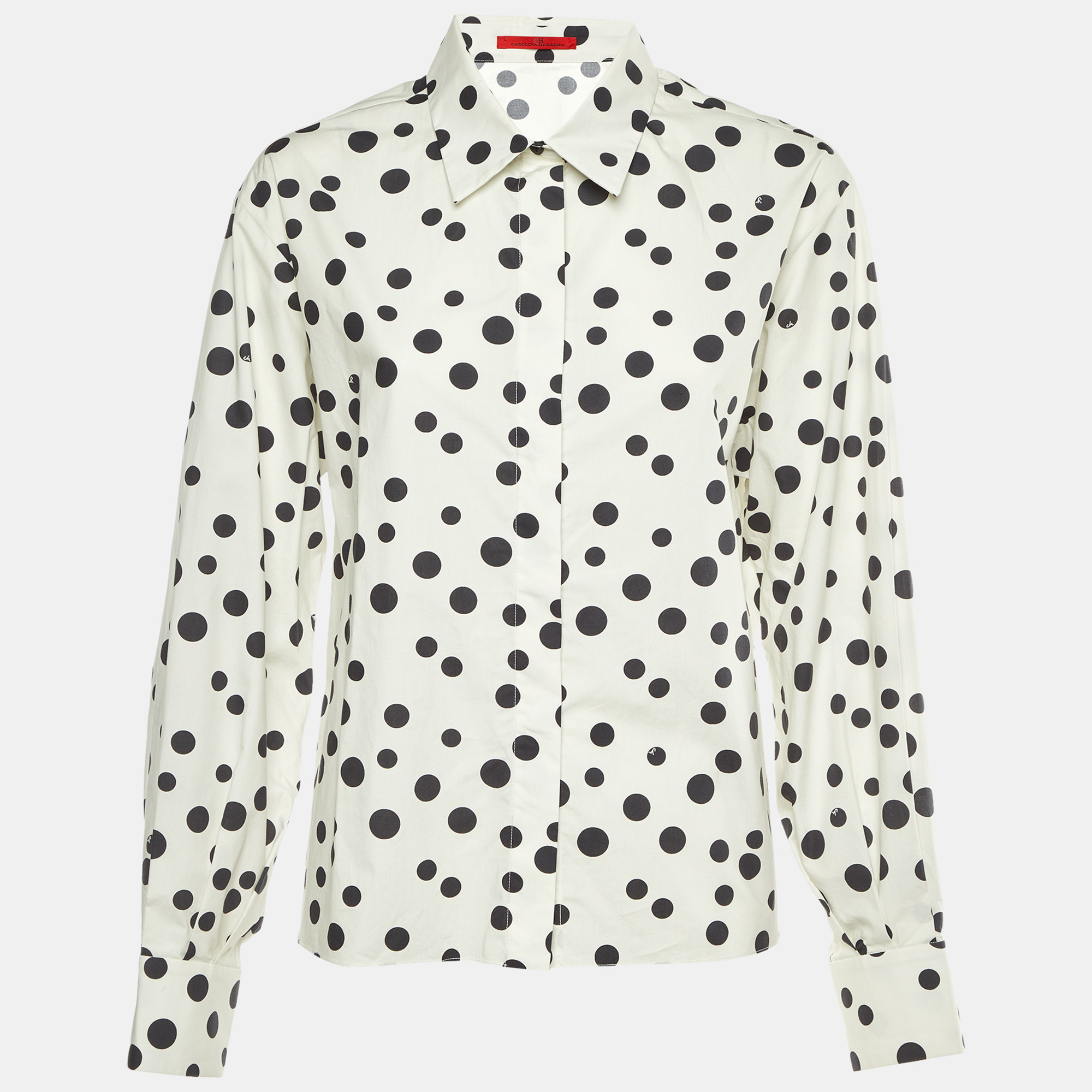 

CH Carolina Herrera White/Black Polka Dots Cotton Long Sleeve Shirt L