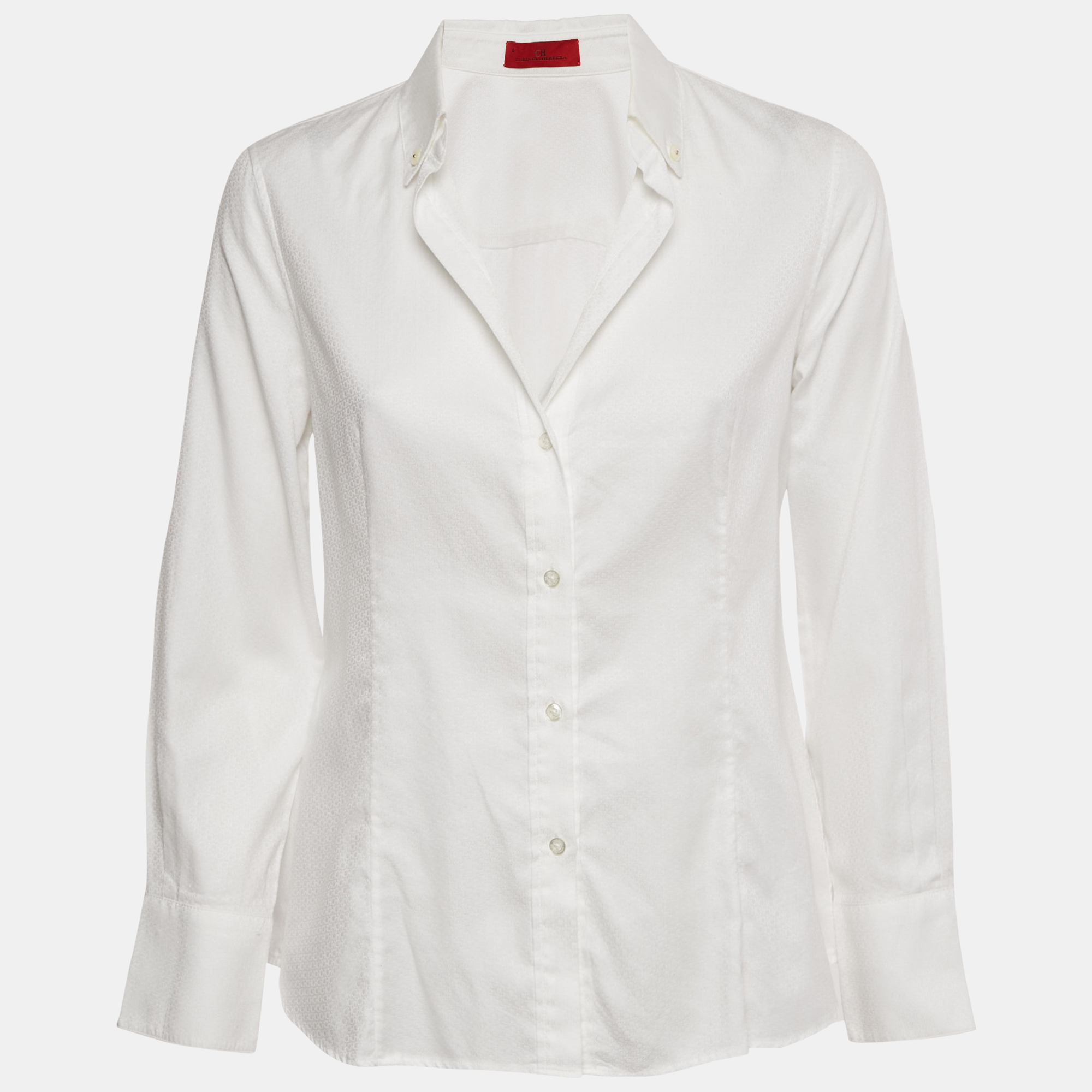 

CH Carolina Herrera White Logo Patterned Cotton Shirt M
