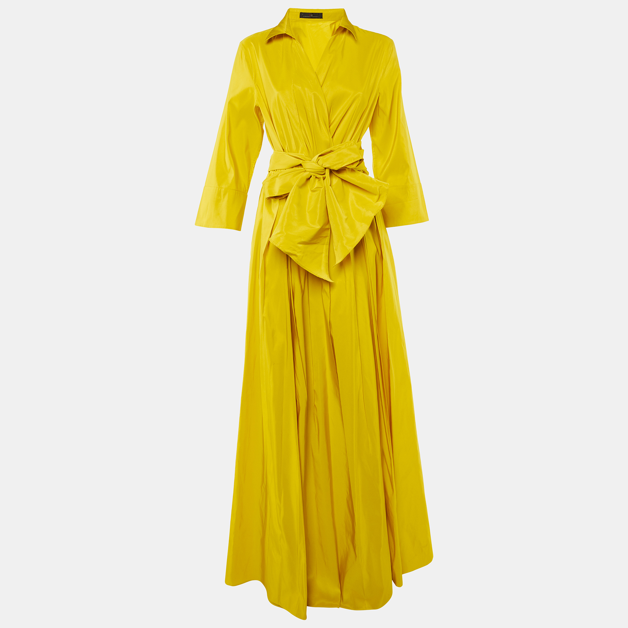 

CH Carolina Herrera Yellow Taffeta Maxi Wrap Dress XL