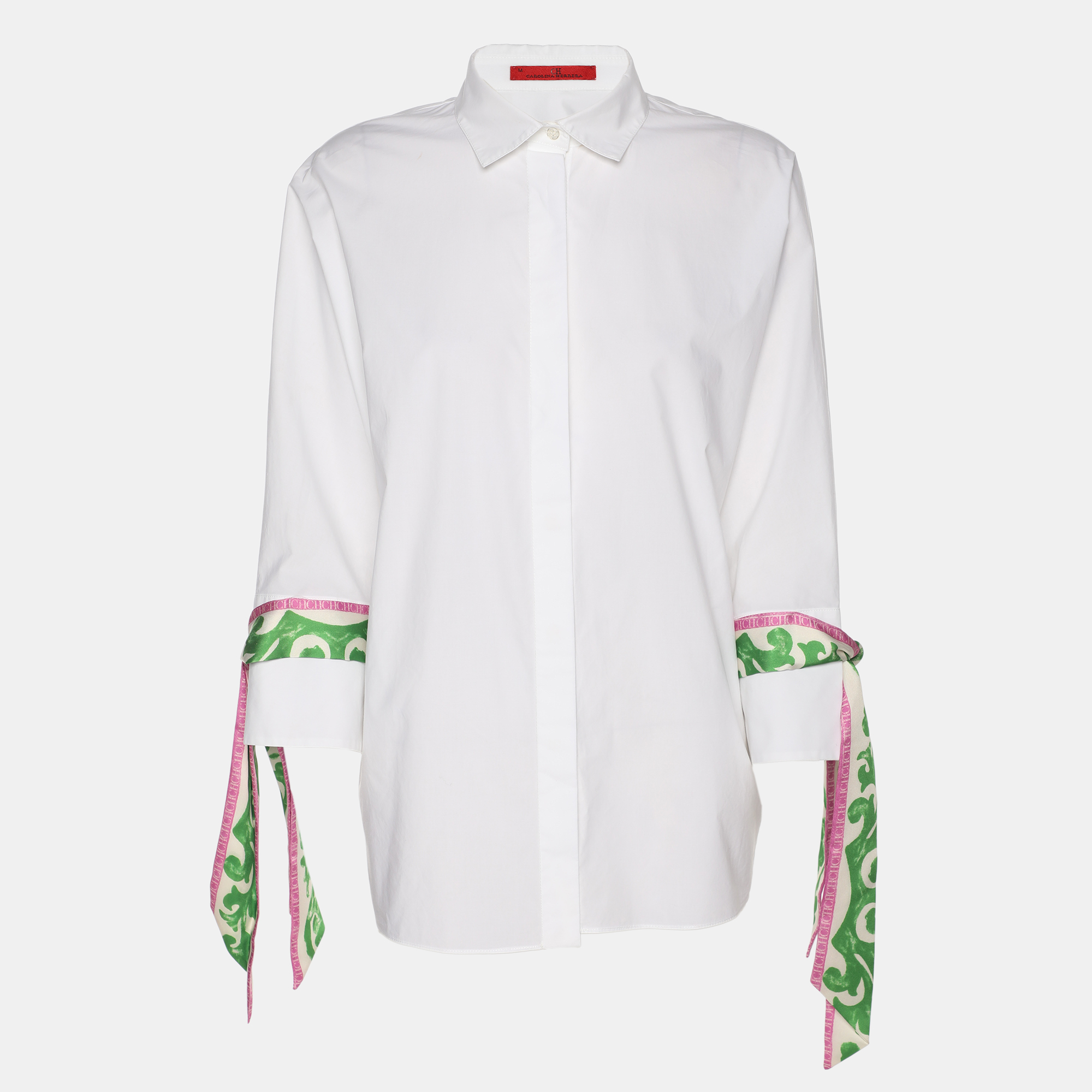 Pre-owned Ch Carolina Herrera White Cotton Long Sleeve Shirt M