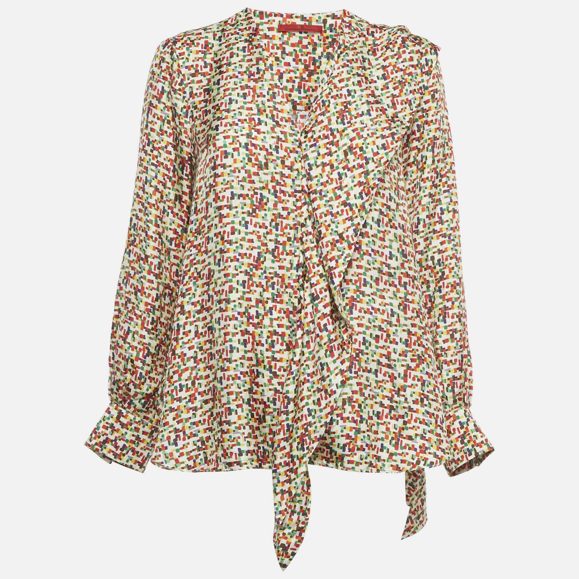 

CH Carolina Herrera Multicolor Printed Silk Frill Detail Blouse S