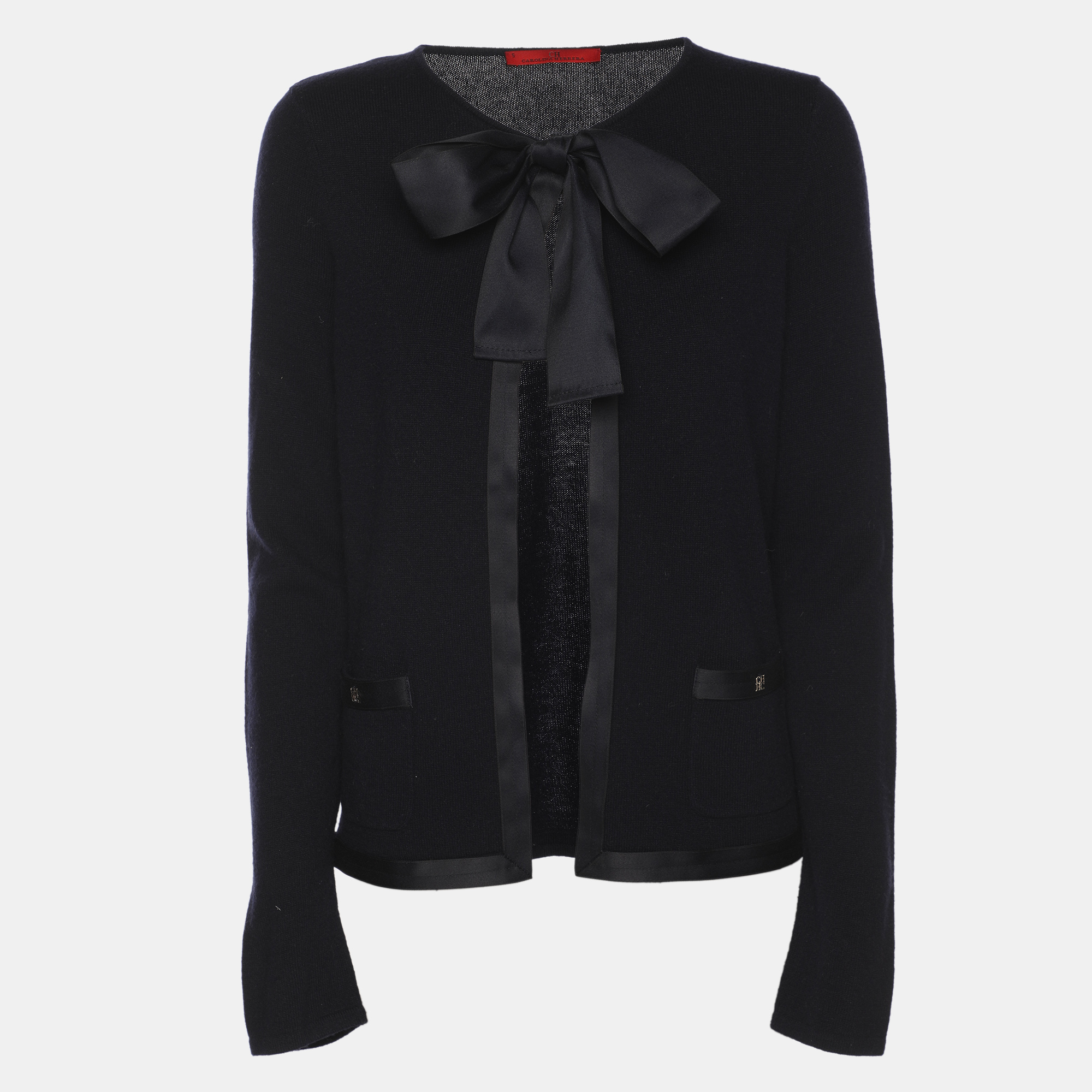 

CH Carolina Herrera Navy Blue Wool Blend Bow Cardigan S