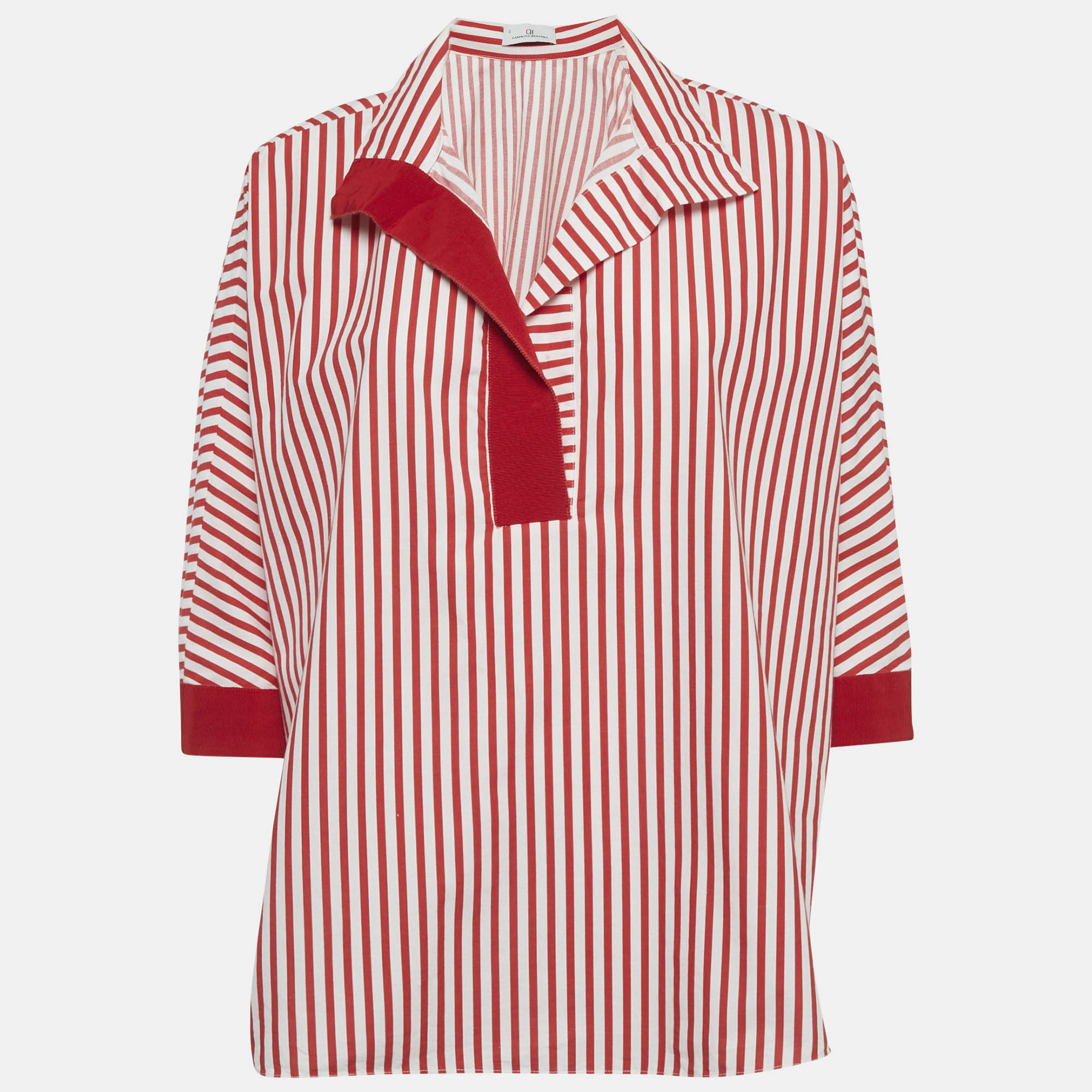 

CH Carolina Herrera Red Striped Cotton Oversized Top S