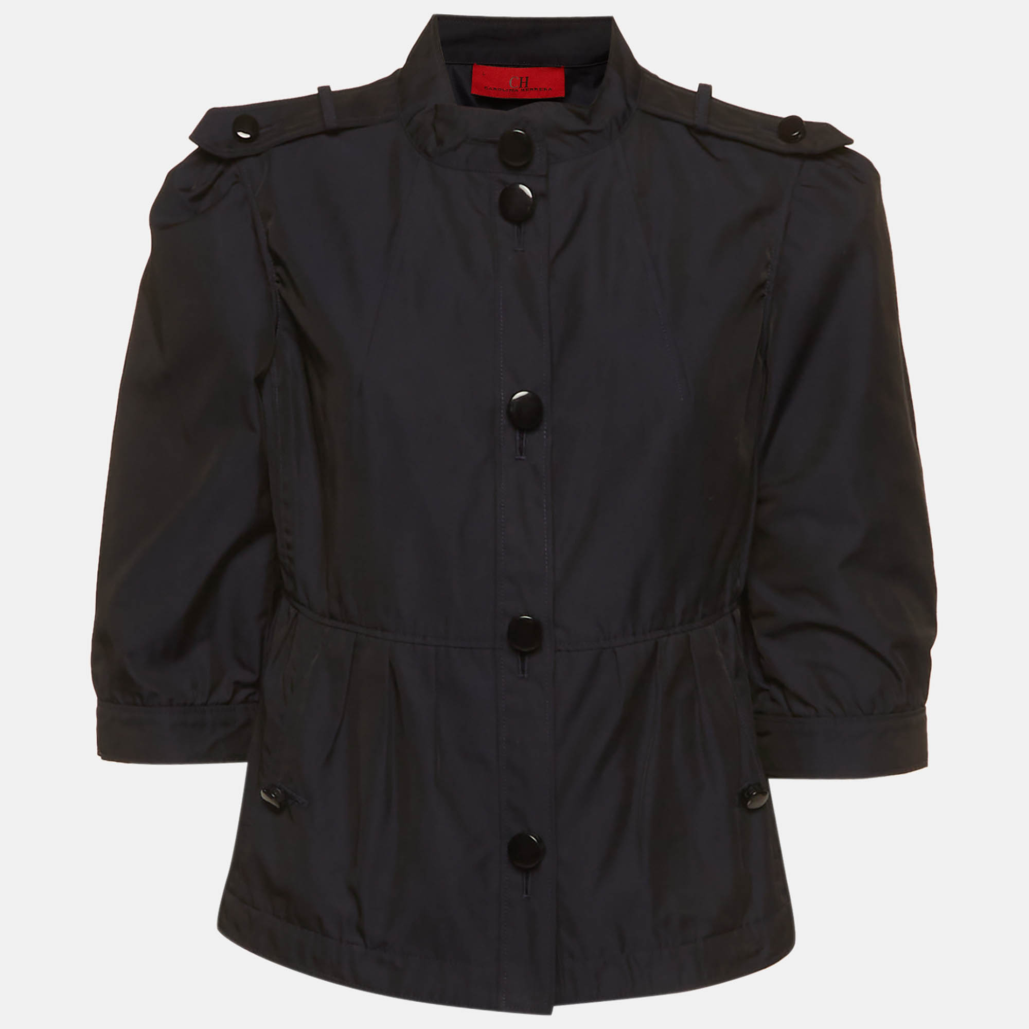 

CH Carolina Herrera Blue Gabardine Pleated Jacket L