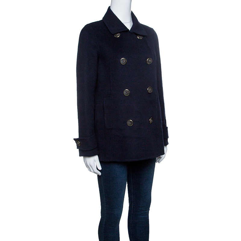 

CH Carolina Herrera Navy Blue Wool Double Breasted Coat
