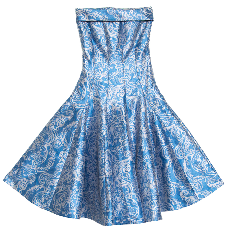 Ch Carolina Herrera Blue Fl Brocade Strapless Fit And Flare Dress Xs Ch Carolina Herrera Blue Fl Brocade Strapless Fit And Flare Dress Xs