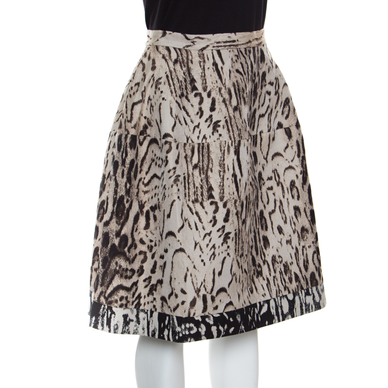 

CH Carolina Herrera Beige Leopard Pattern Jacquard Skirt