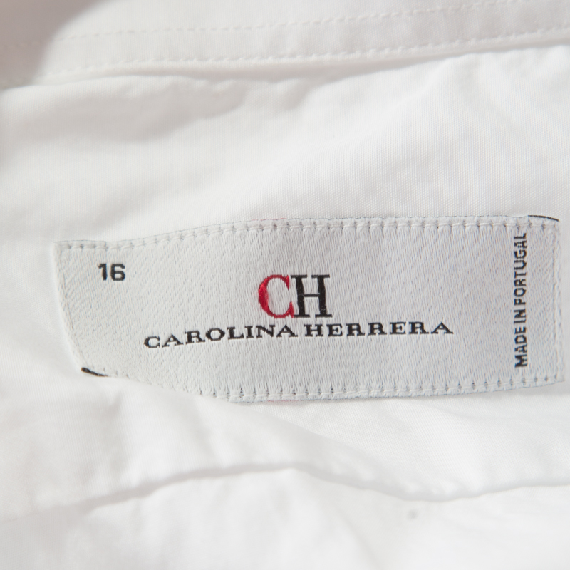 Pre-owned Ch Carolina Herrera White Cotton Long Sleeve Button Front Shirt Xl