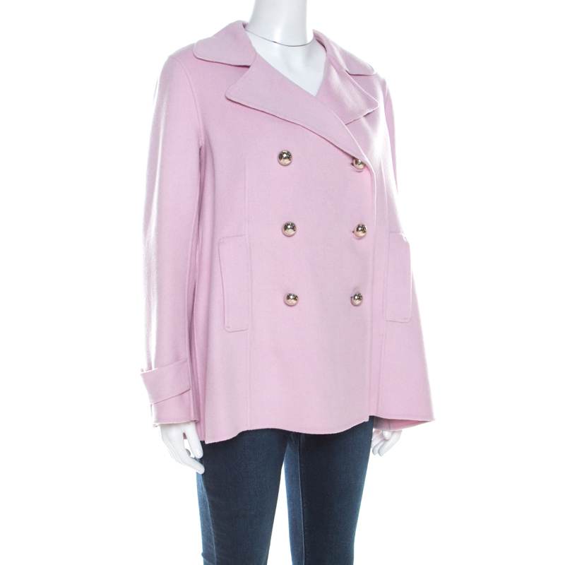 

CH Carolina Herrera Dusty Pink Wool Double Breasted Coat