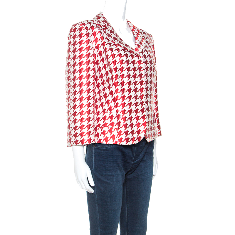 

CH Carolina Herrera Red And White Houndstooth Blazer