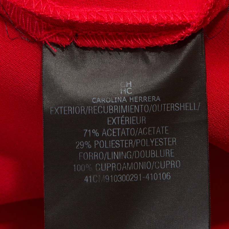 Pre-owned Ch Carolina Herrera Red Crepe Ruffle Detail Sleeveless Maxi Dress S