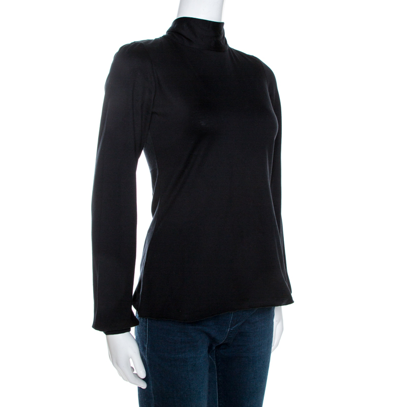 

CH Carolina Herrera Black Cotton Neck Tie Detail Top