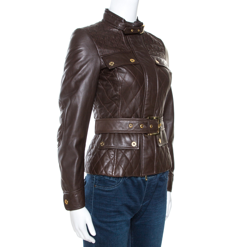

CH Carolina Herrera Brown Leather Belted Jacket