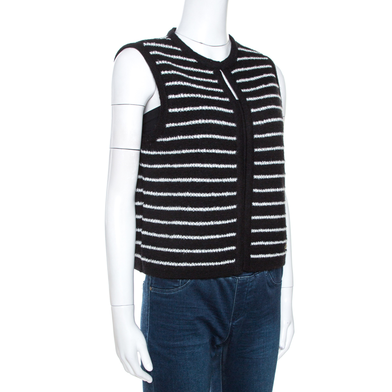 

CH Carolina Herrera Monochrome Striped Knit Vest, Black