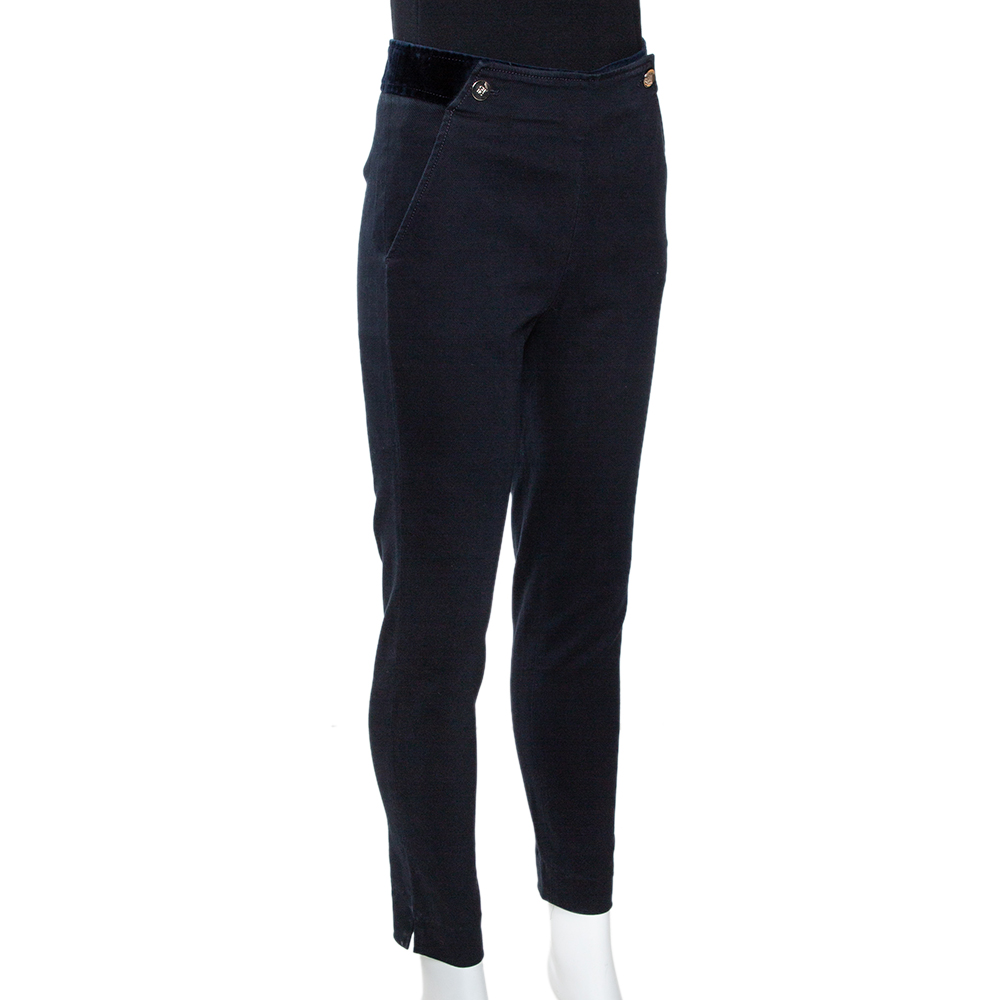 

CH Carolina Herrera Navy Blue Cotton Tapered Pants