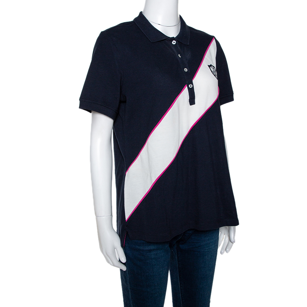 

CH Carolina Herrera Tricolor Knit Diagonal Panel Logo Embroidered Polo T-Shirt, Black