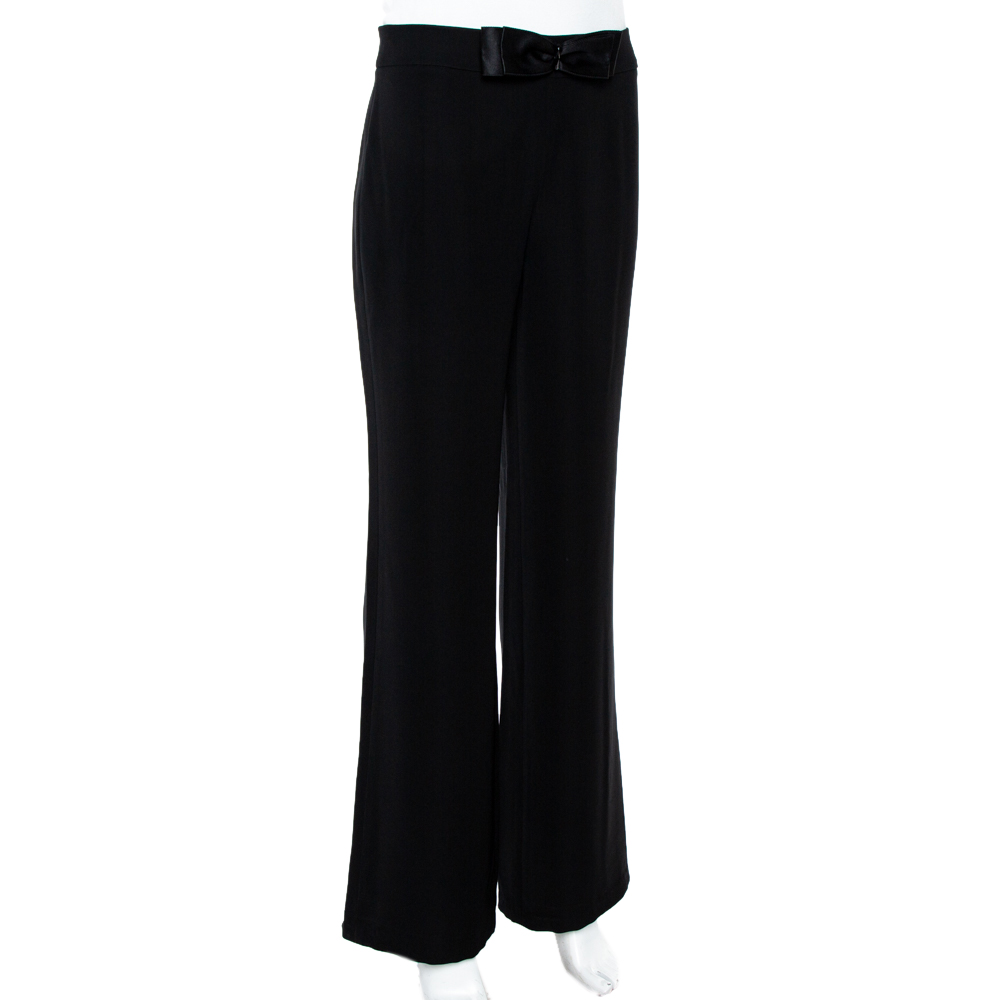 

CH Carolina Herrera Black Bow Detail Wide Leg Trousers