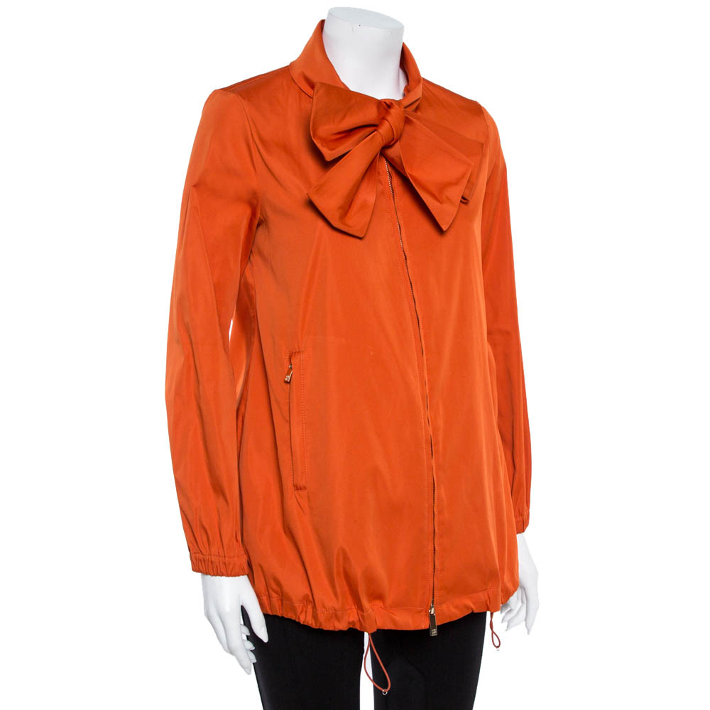 

CH Carolina Herrera Orange Tie Neck Zip Up Jacket