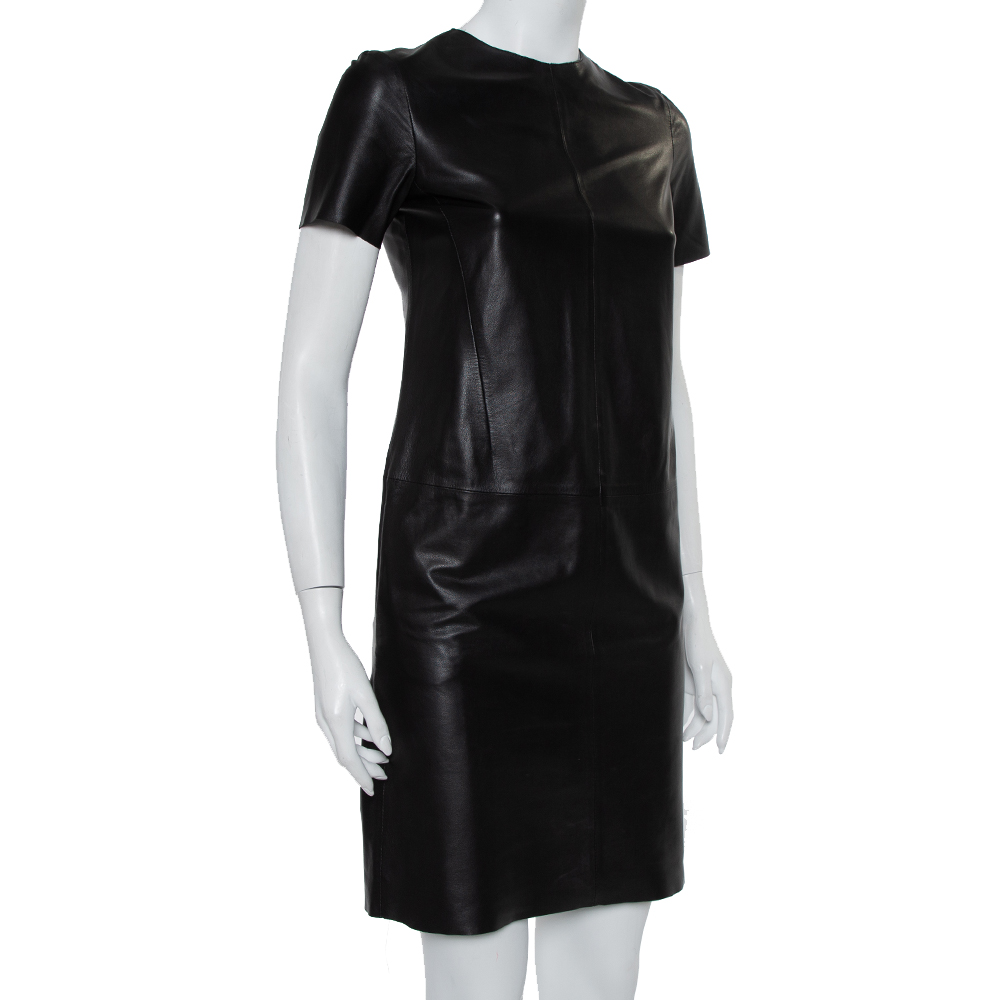 

CH Carolina Herrera Black Leather Paneled Mini Dress