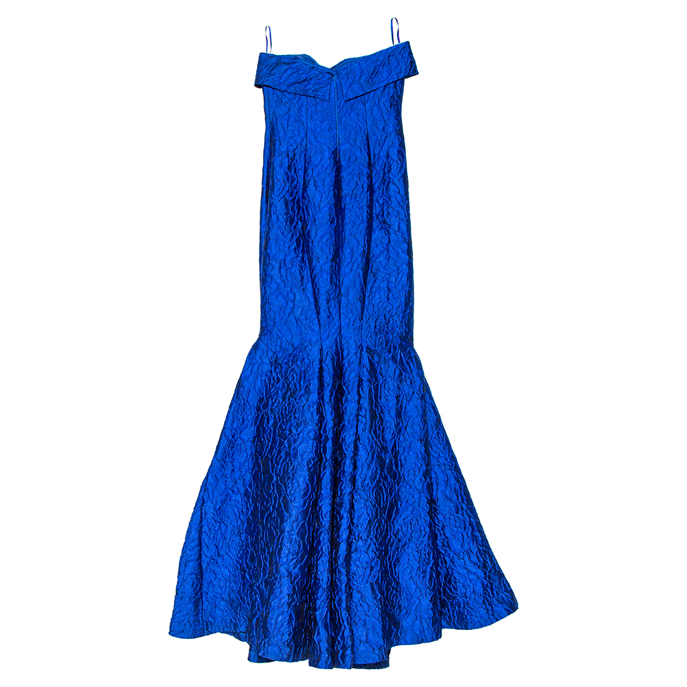 

CH Carolina Herrera Royal Blue Jacquard Strapless Mermaid Gown