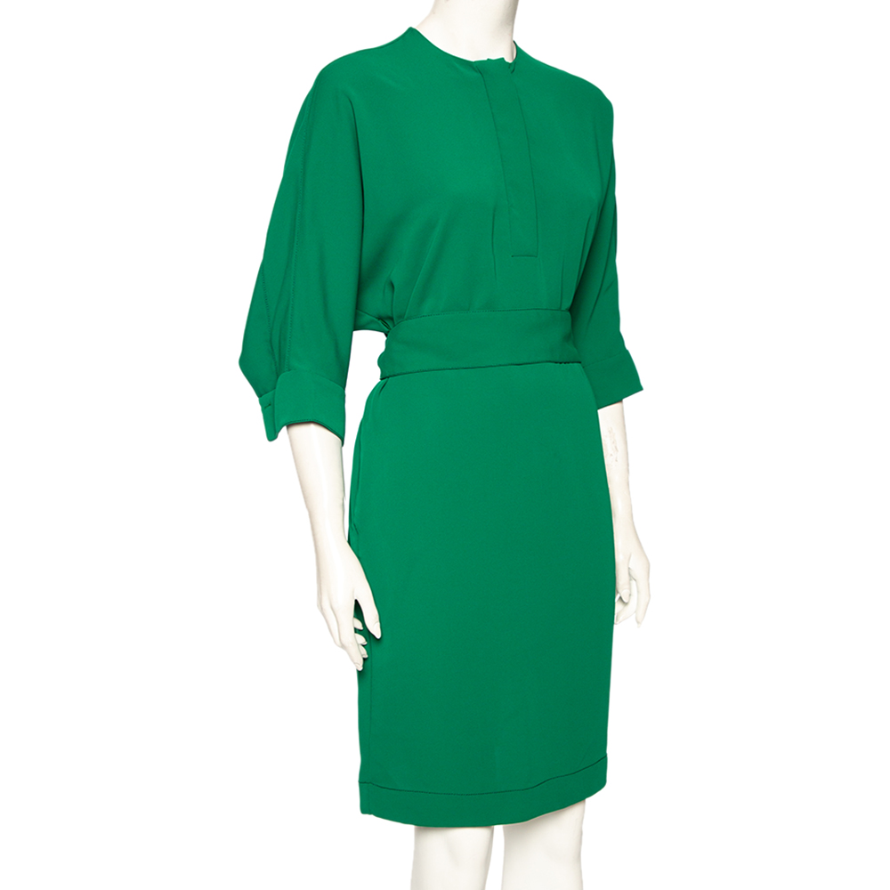 

CH Carolina Herrera Green Crepe Belted Dress