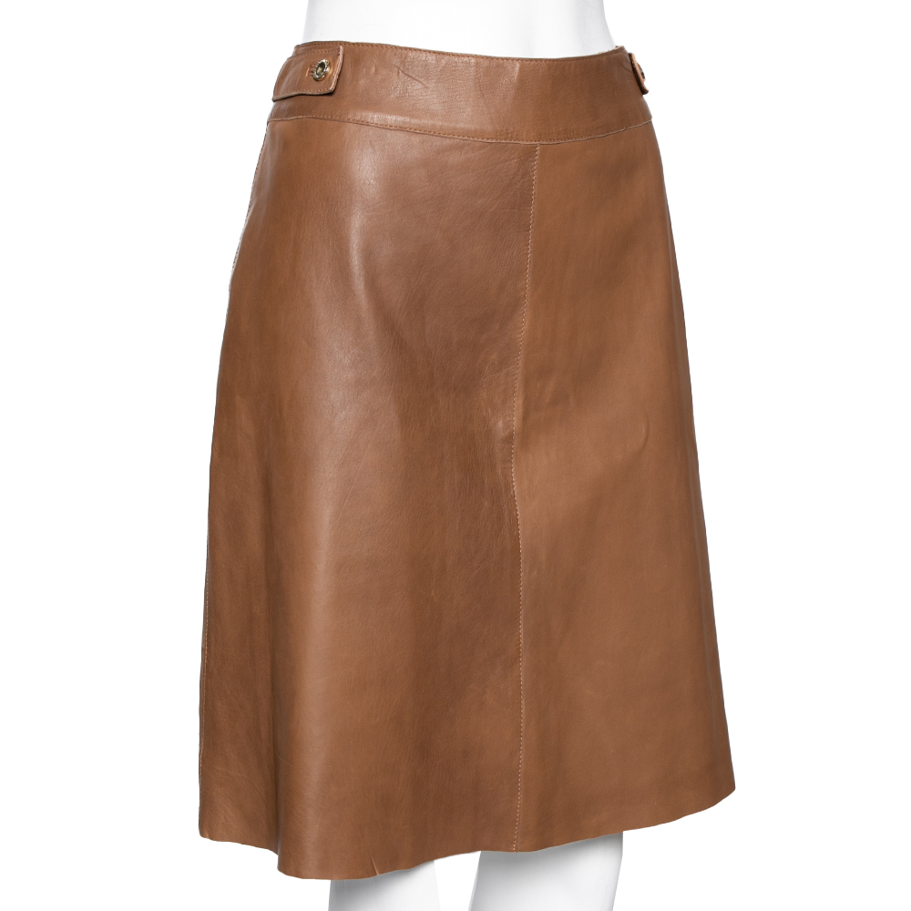 

CH Carolina Herrera Brown Leather Short Skirt
