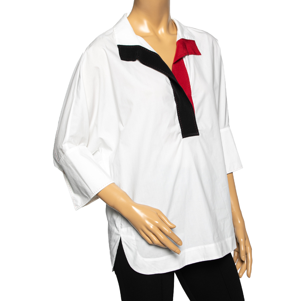 

CH Carolina Herrera White Cotton Top