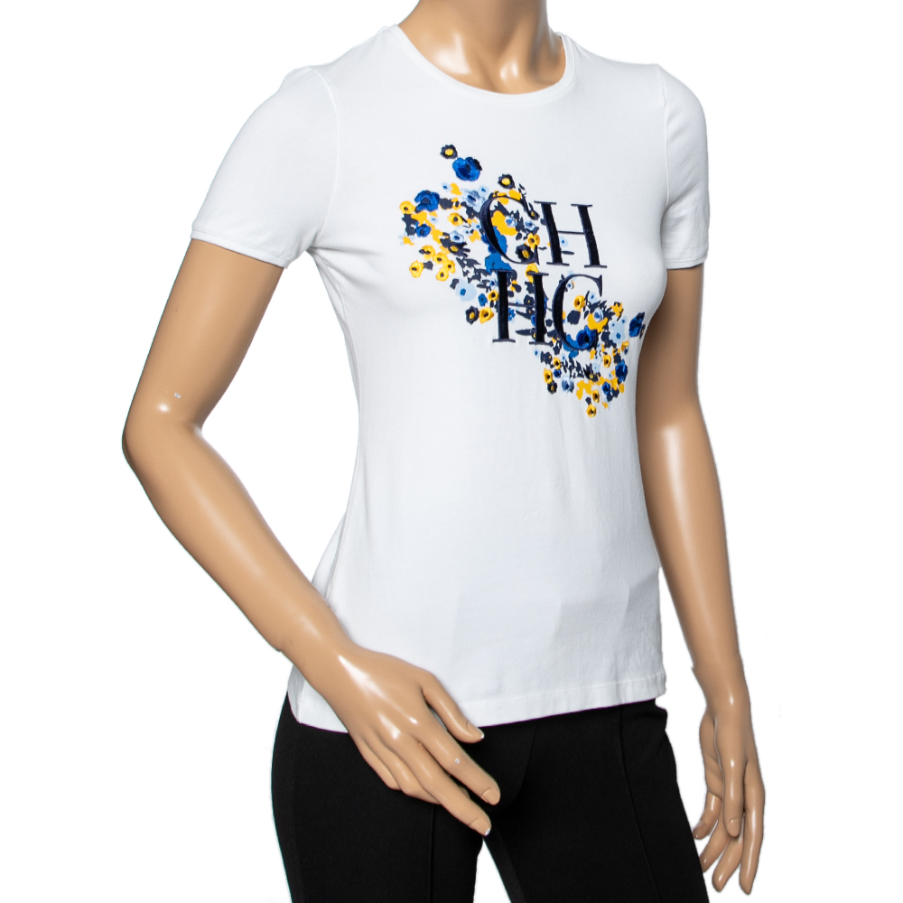 

CH Carolina Herrera White Cotton Floral Embroidered Top M