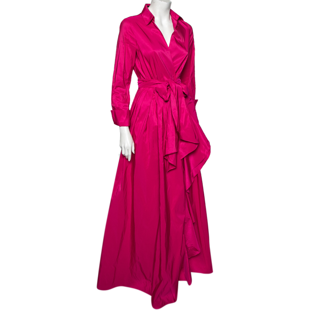 

CH Carolina Herrera Magenta Cache-Coeur Taffeta Wrap Gown, Pink
