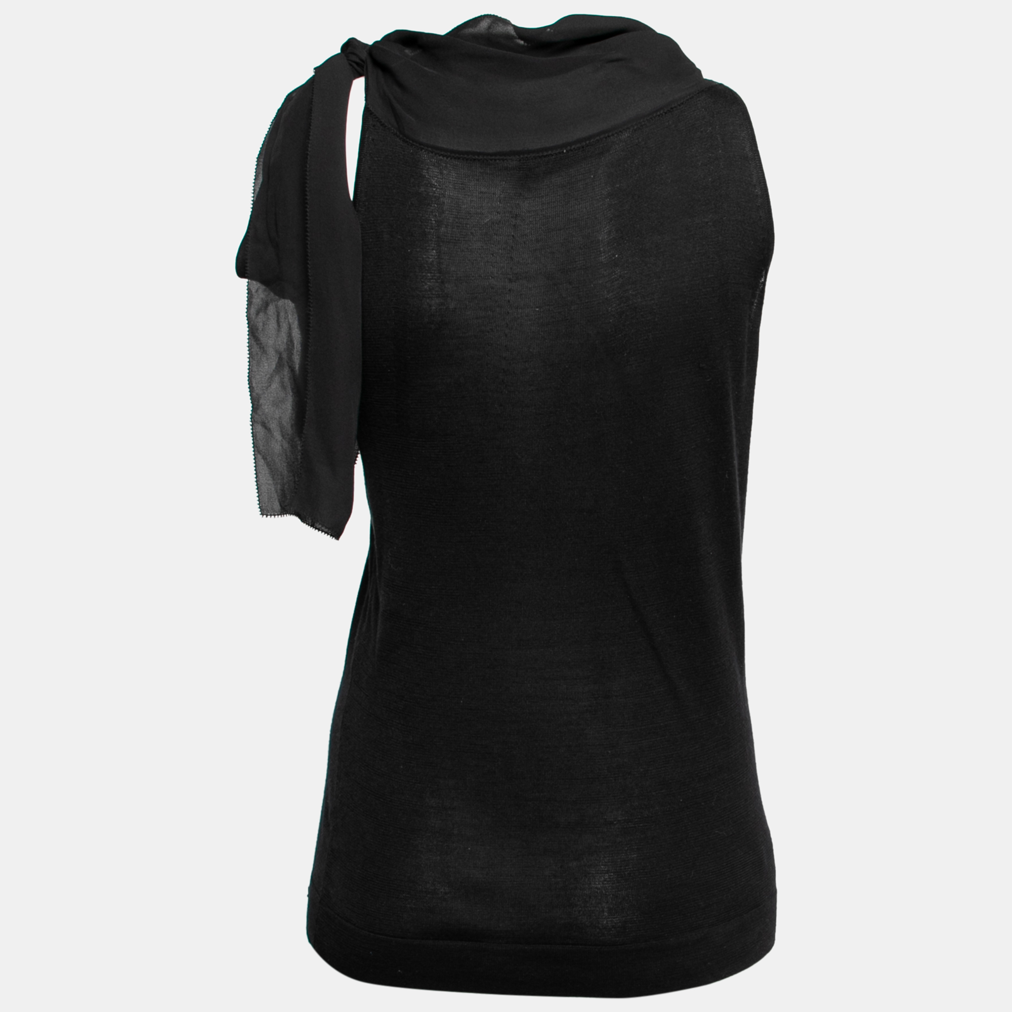 

CH Carolina Herrera Black Silk Knit Tie Detail Sleeveless Top