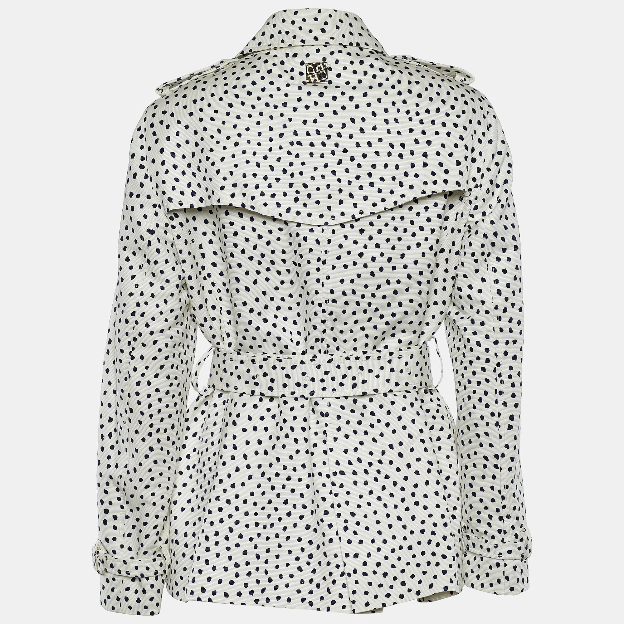 

CH Carolina Herrera White Printed Cotton Belt Detail Coat