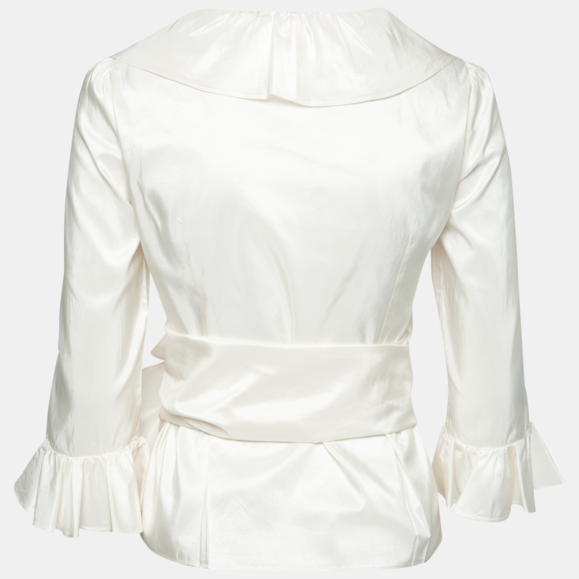 

CH Carolina Herrera White Ruffle Detail Silk Top