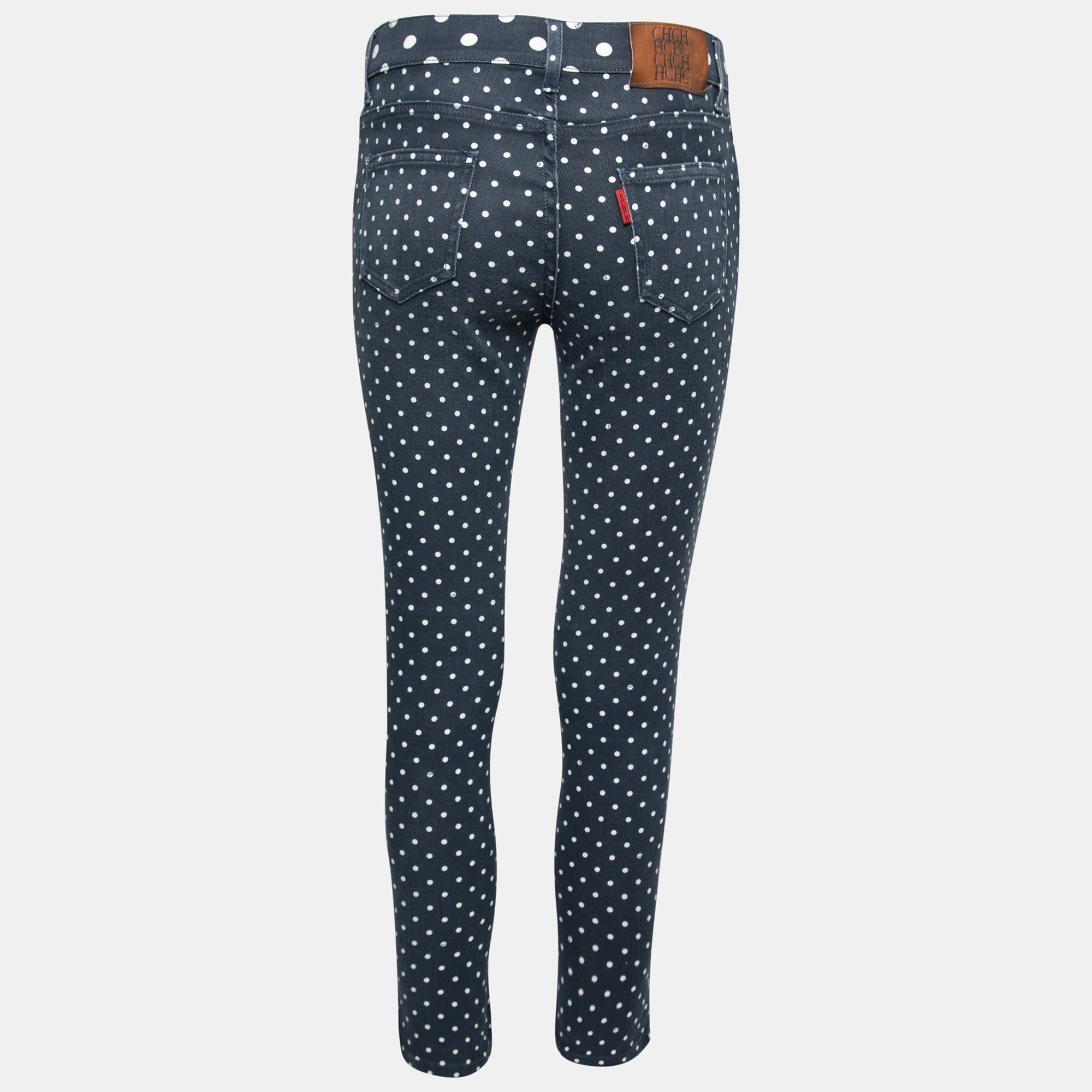 

CH Carolina Herrera Blue Polka Dotted Denim Slim Fit Jeans