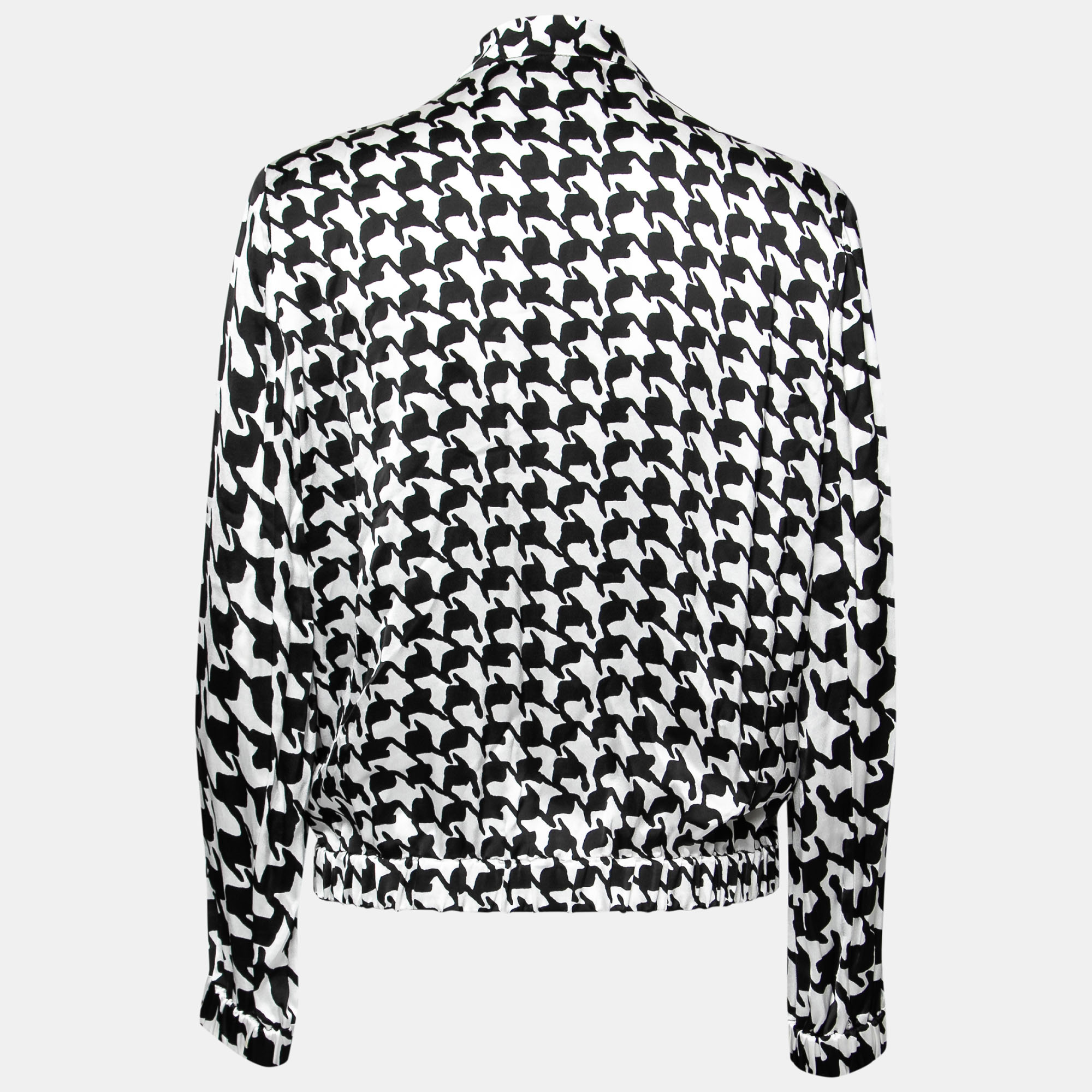 

CH Carolina Herrera Monochrome Houndstooth Print Satin Jacket, Black