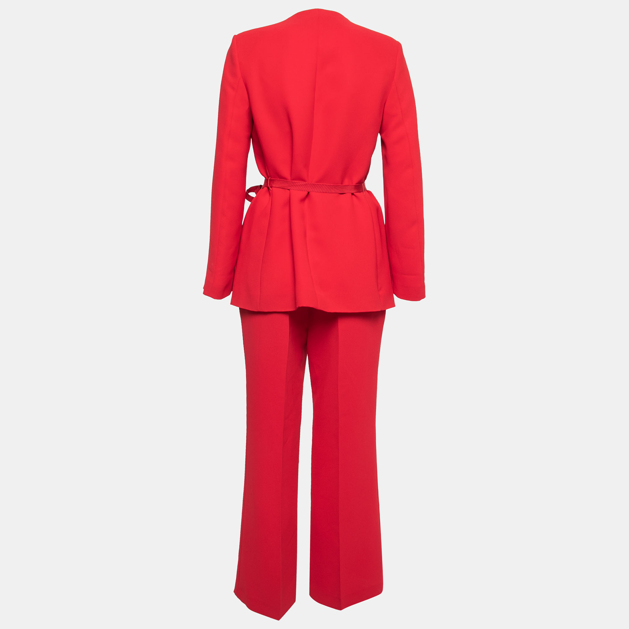 

CH Carolina Herrera Red Crepe Belted Suit /M