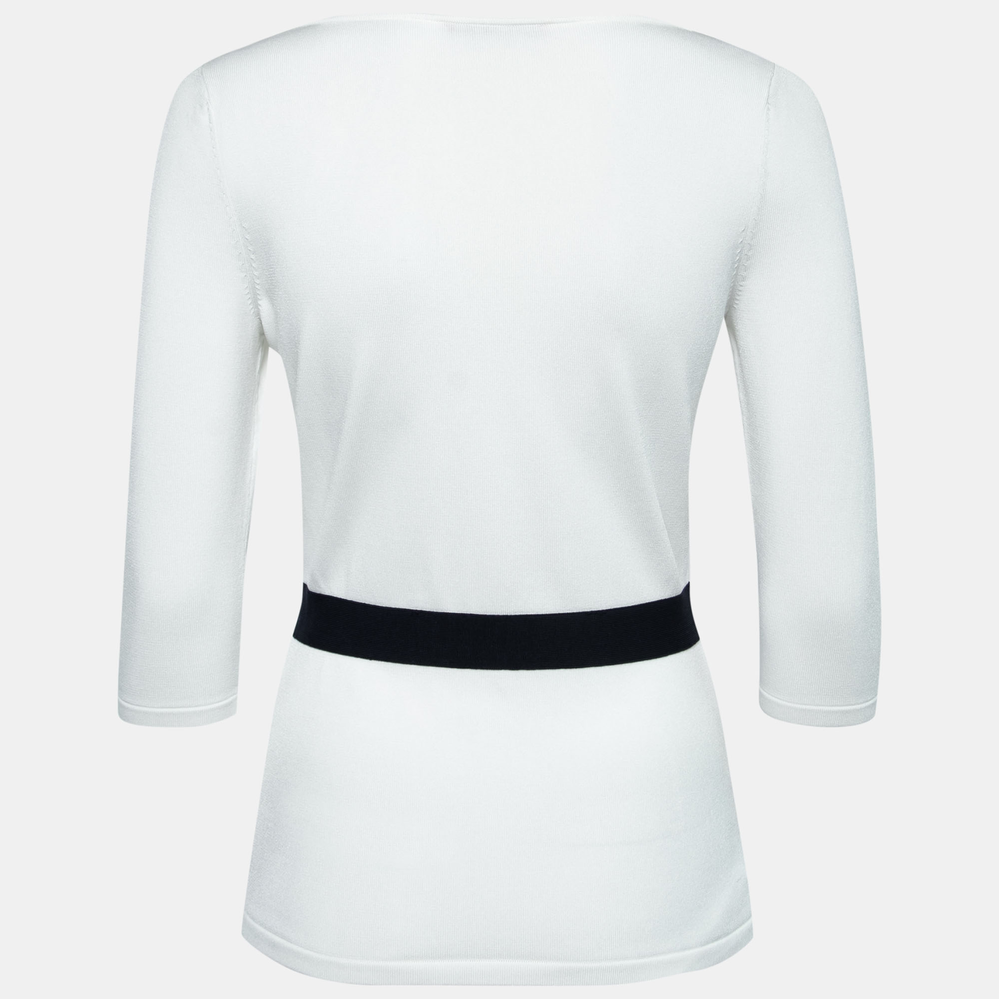 

CH Carolina Herrera White Knit Bow Detail Top