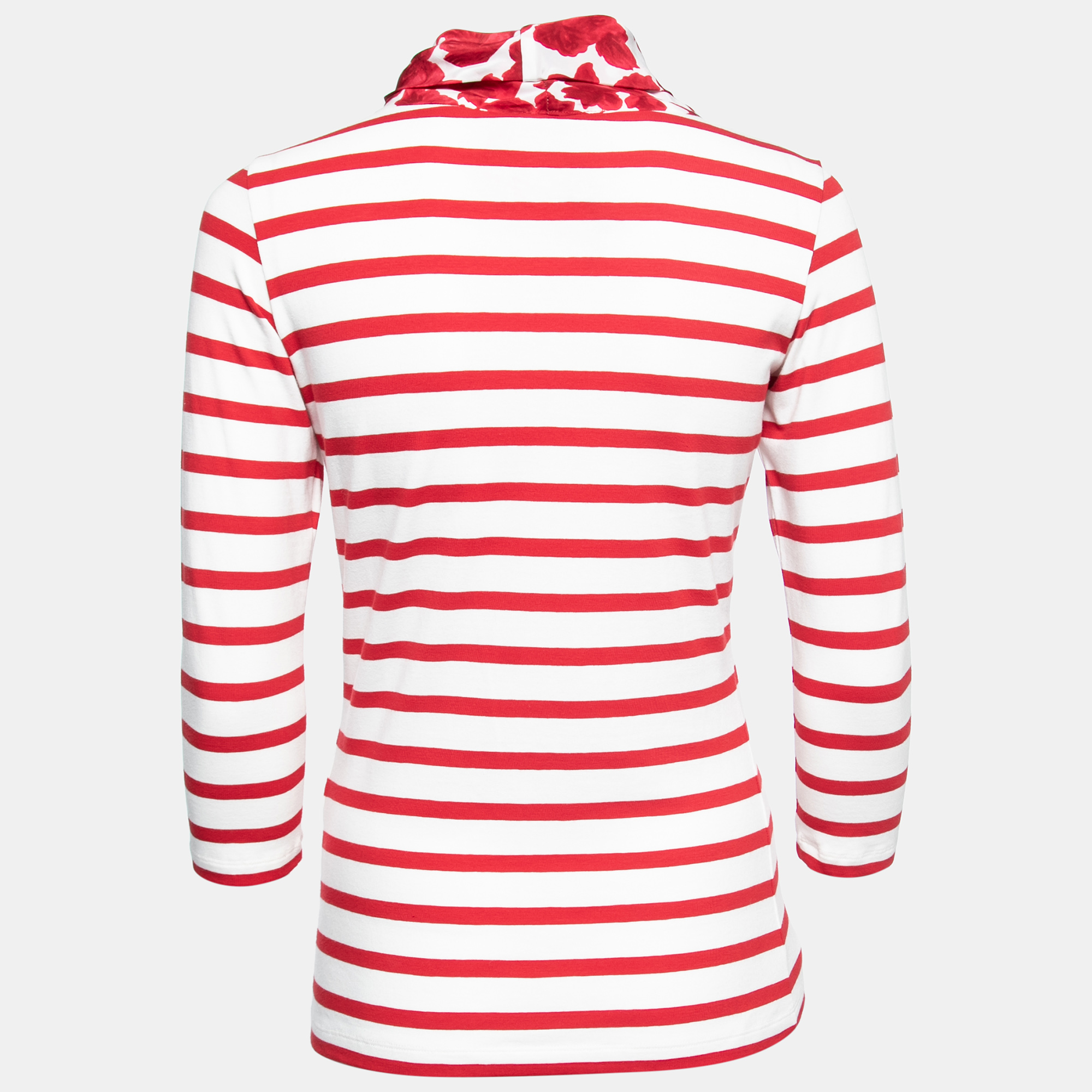 

CH Carolina Herrera Red Striped Cotton Tie Neck Top