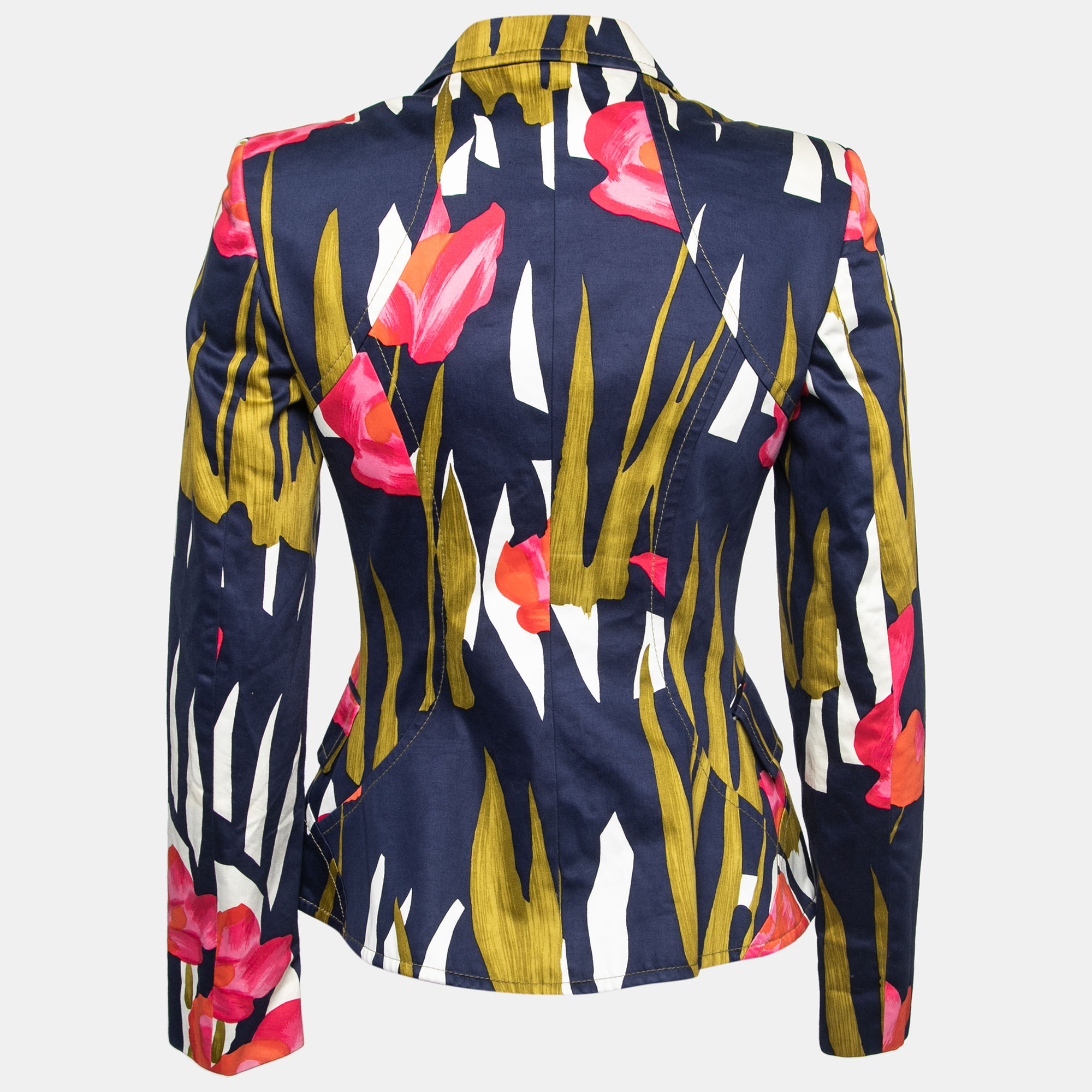 

CH Carolina Herrera Blue Floral Printed Cotton Blazer