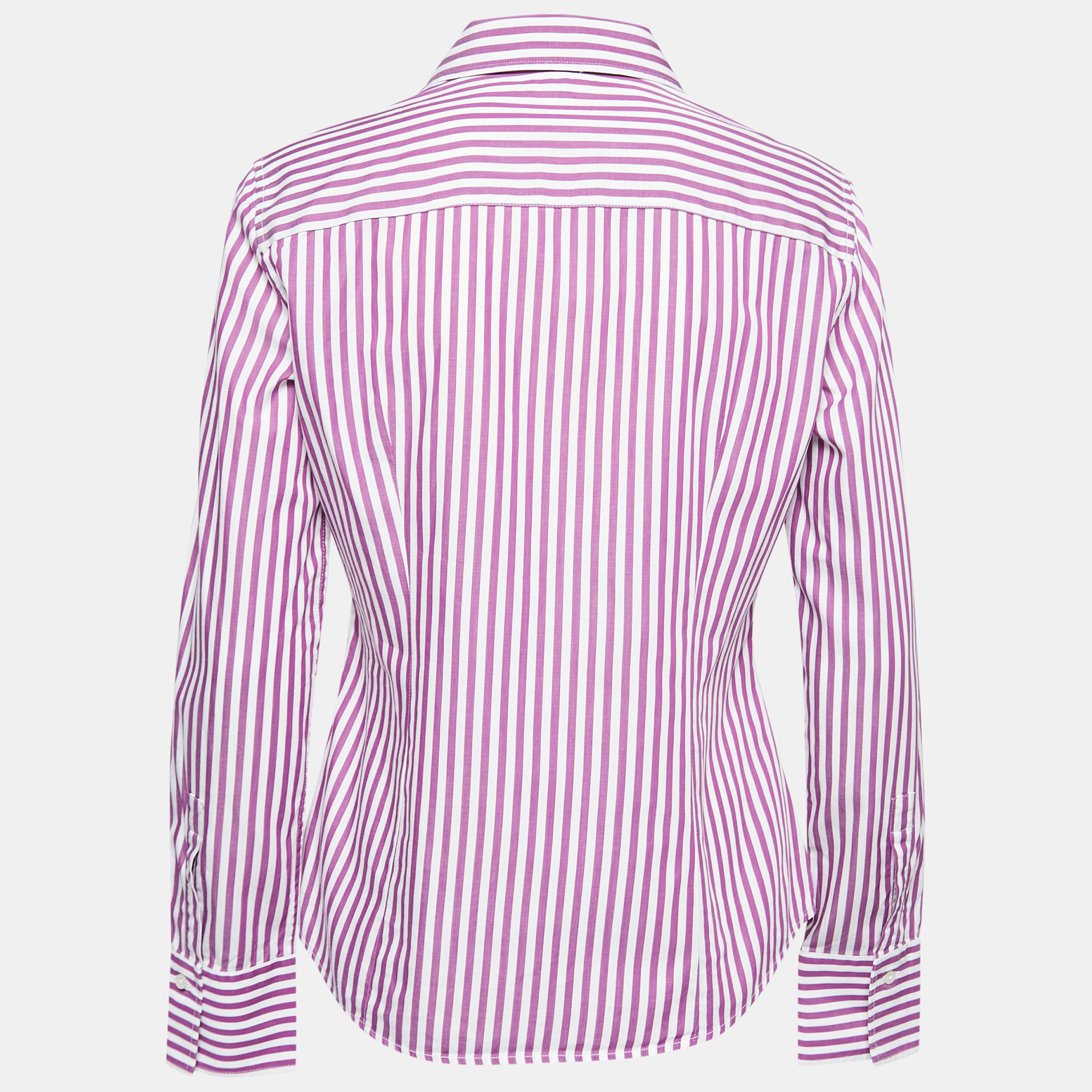 

CH Carolina Herrera Purple Striped Cotton Button Front Shirt