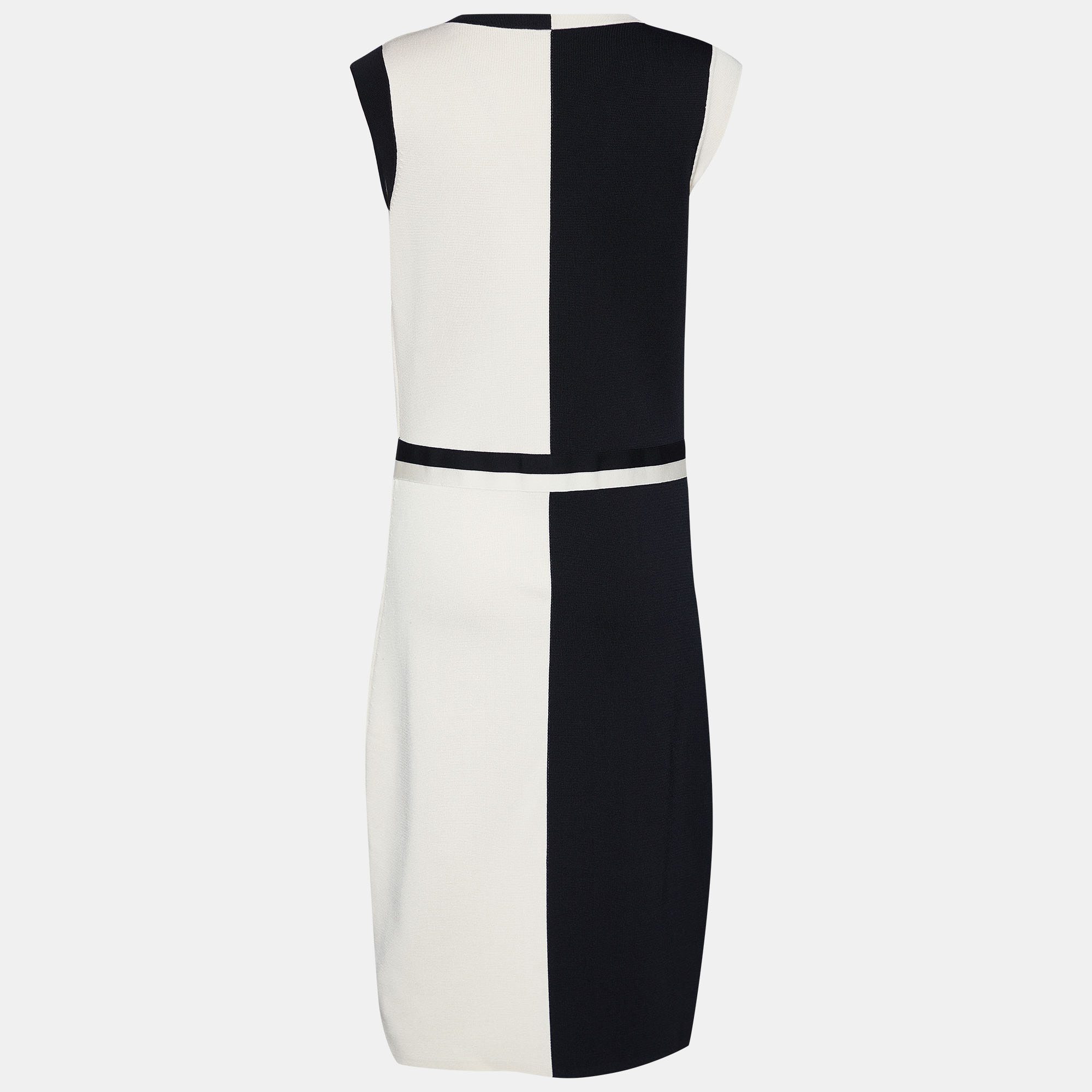 

CH Carolina Herrera Black & Cream Knit Bow Detail Sleeveless Mini Dress