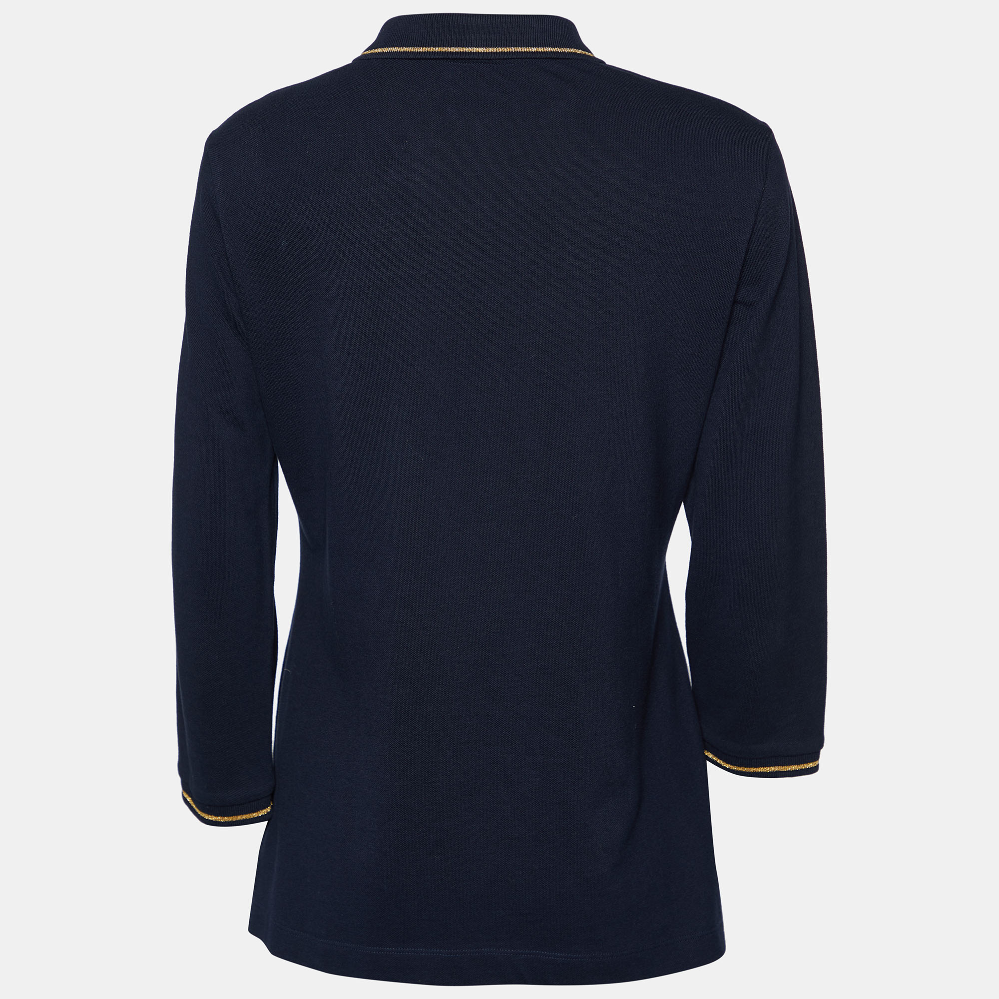 

CH Carolina Herrera Navy Blue Logo Embroidered Cotton Pique Polo T-Shirt