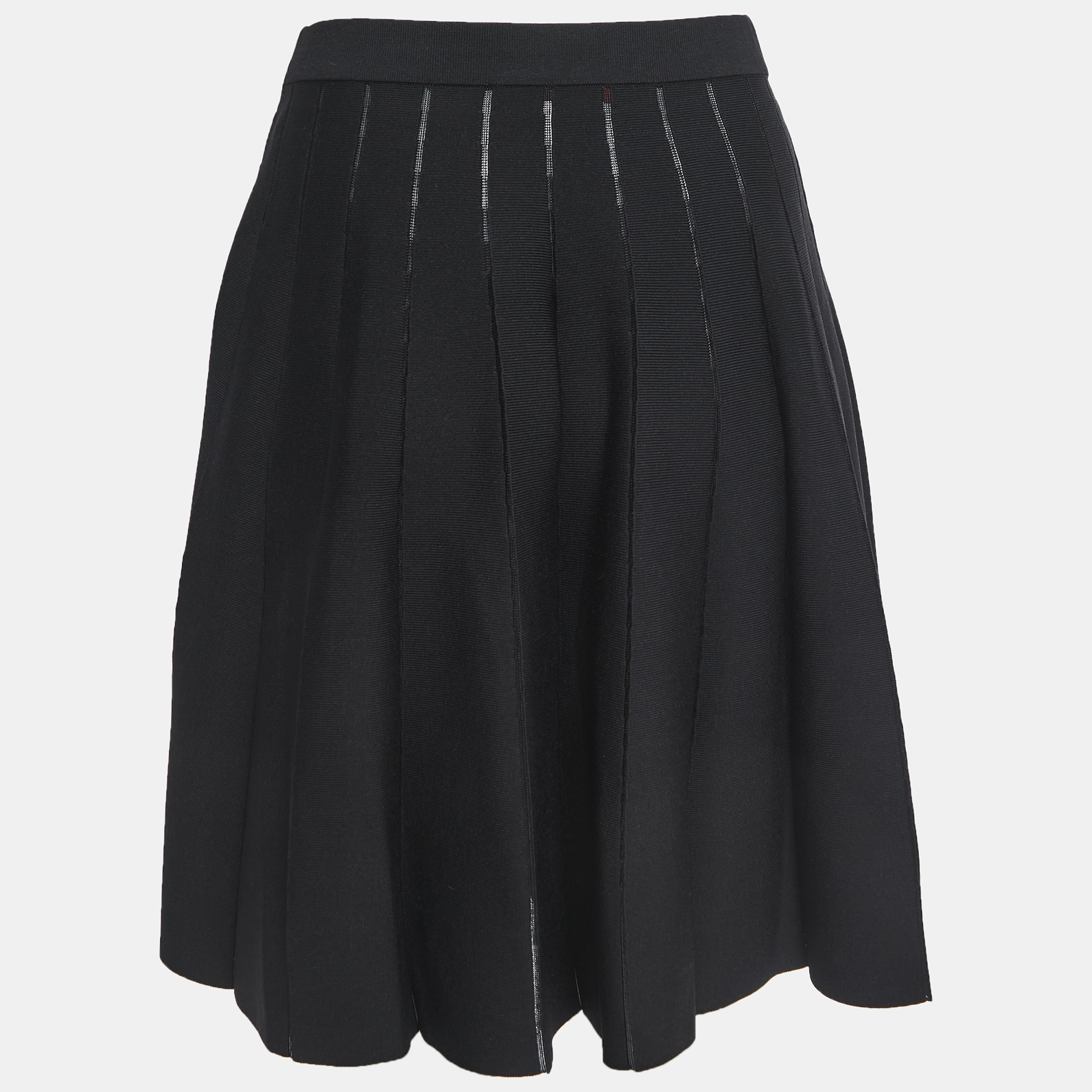 

CH Carolina Herrera Black Knit Flared Knee Length Skirt