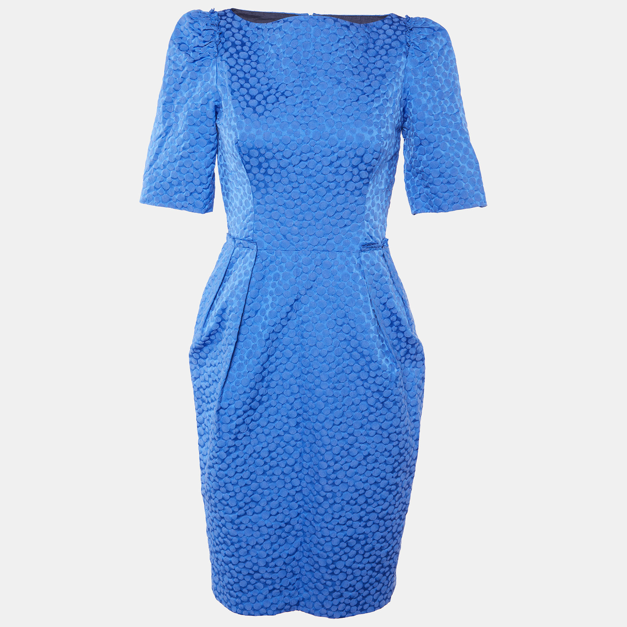 

CH Carolina Herrera Blue Embossed Cotton Sheath Dress