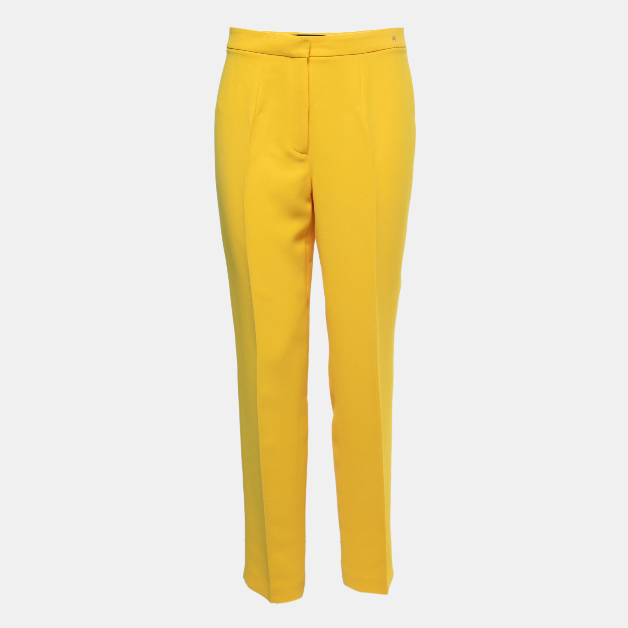 Pre-owned Ch Carolina Herrera Yellow Crepe Tapered Trousers S